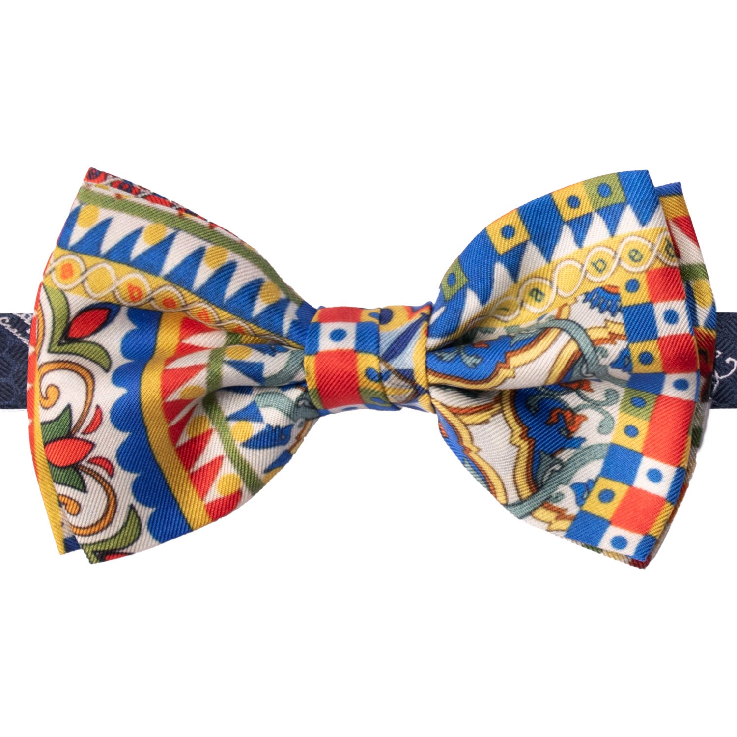 Papillon Annodato Siciliano Sartoriale in Seta Stampata con Maioliche PS200 Graffeo Cravatte Made in Italy