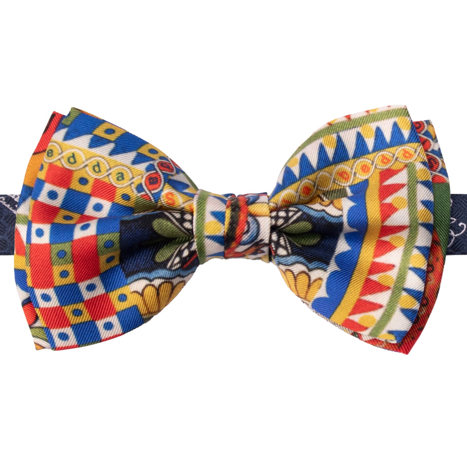 Papillon Annodato Siciliano Sartoriale in Seta Stampata con Maioliche PS205 Graffeo Cravatte Made in Italy
