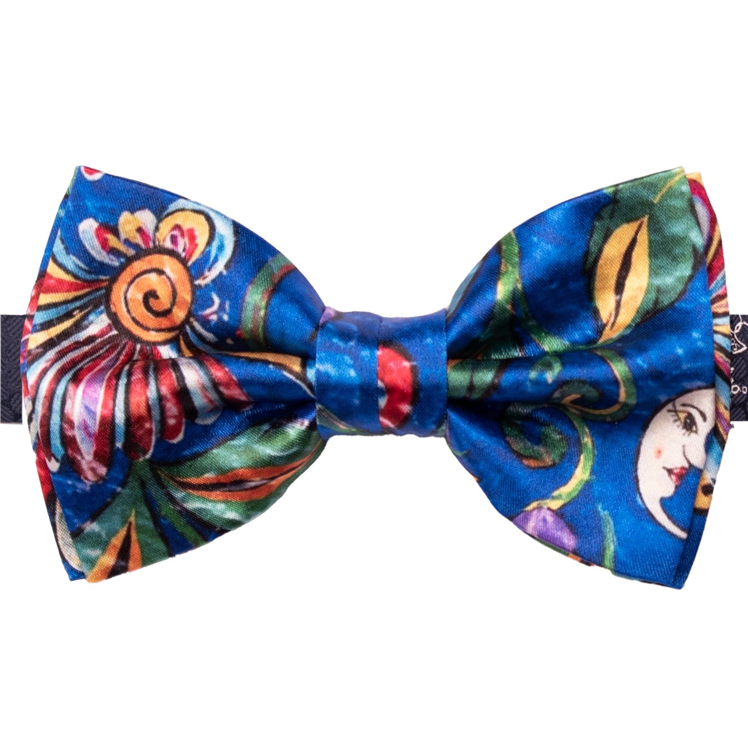 Papillon Annodato Siciliano Stampa di Raso Bluette Fantasia Multicolor PS267 Made in Italy Graffeo Cravatte