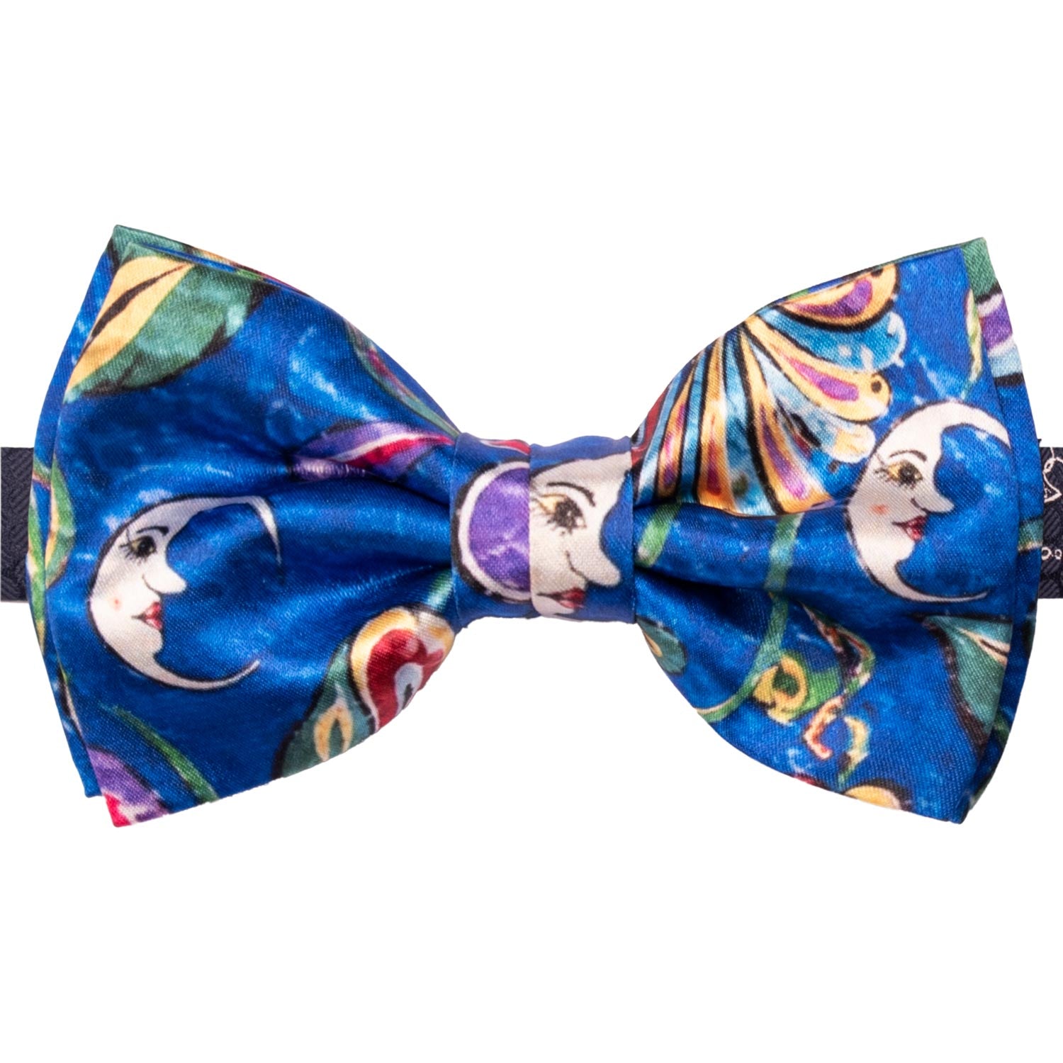 Papillon Annodato Siciliano Stampa di Raso Bluette Fantasia Multicolor PS268 Made in Italy Graffeo Cravatte