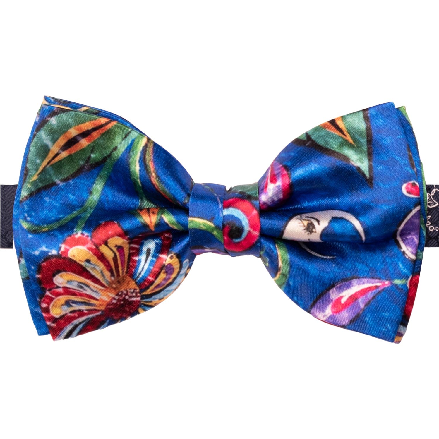 Papillon Annodato Siciliano Stampa di Raso Bluette Fantasia Multicolor PS274 Made in Italy Graffeo Cravatte