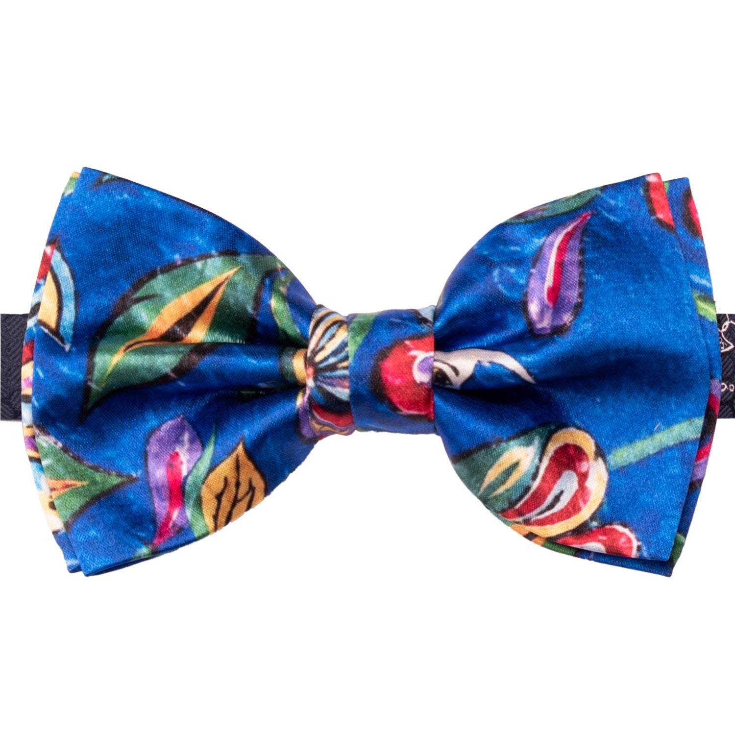 Papillon Annodato Siciliano Stampa di Raso Bluette Fantasia Multicolor PS275 Made in Italy Graffeo Cravatte