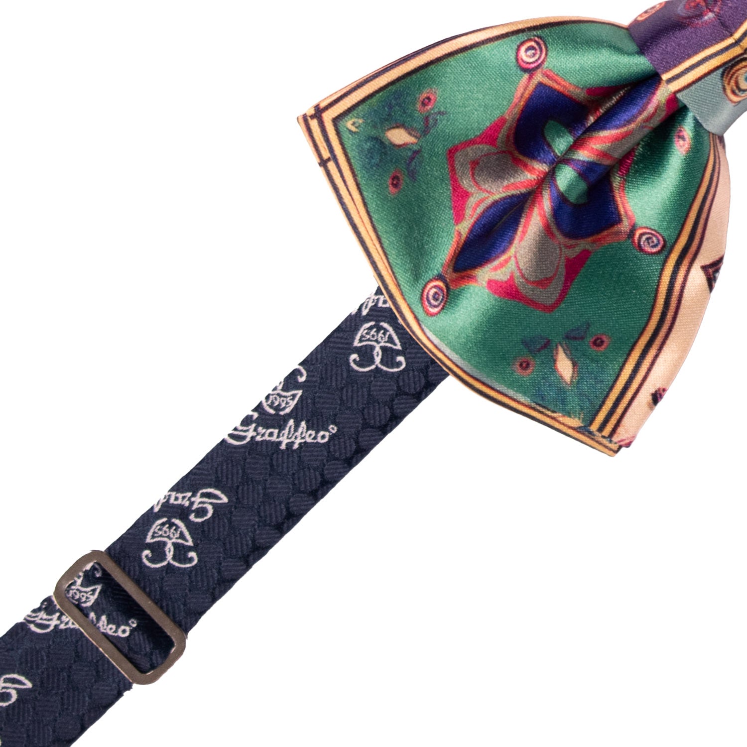Papillon Annodato Siciliano Stampa di Raso con Maioliche Multicolor PS240 Made in Italy Graffeo Cravatte Pre-Tied