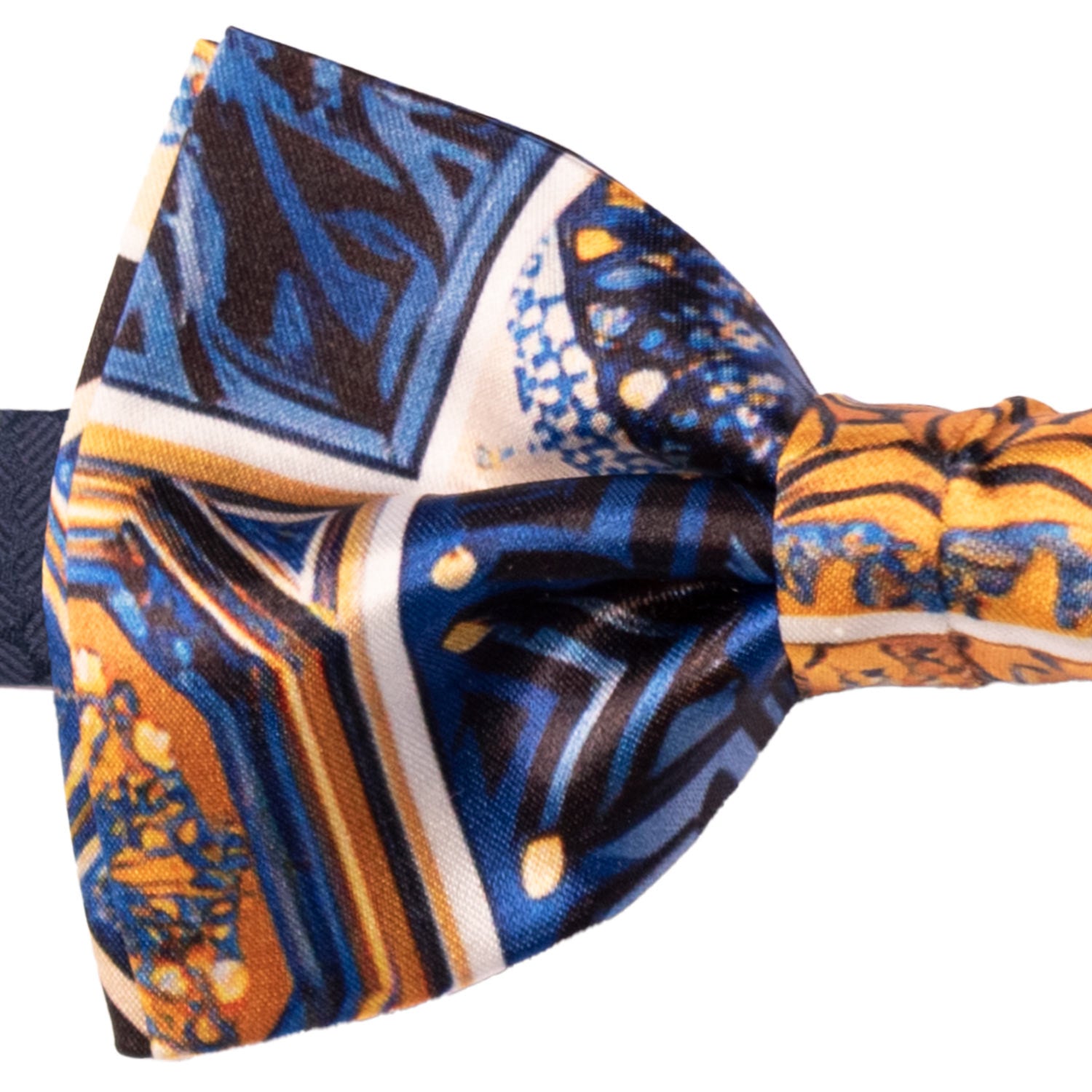 Papillon Annodato Siciliano Stampa di Raso con Maioliche Multicolor PS242 Made in Italy Graffeo Cravatte Dettaglio