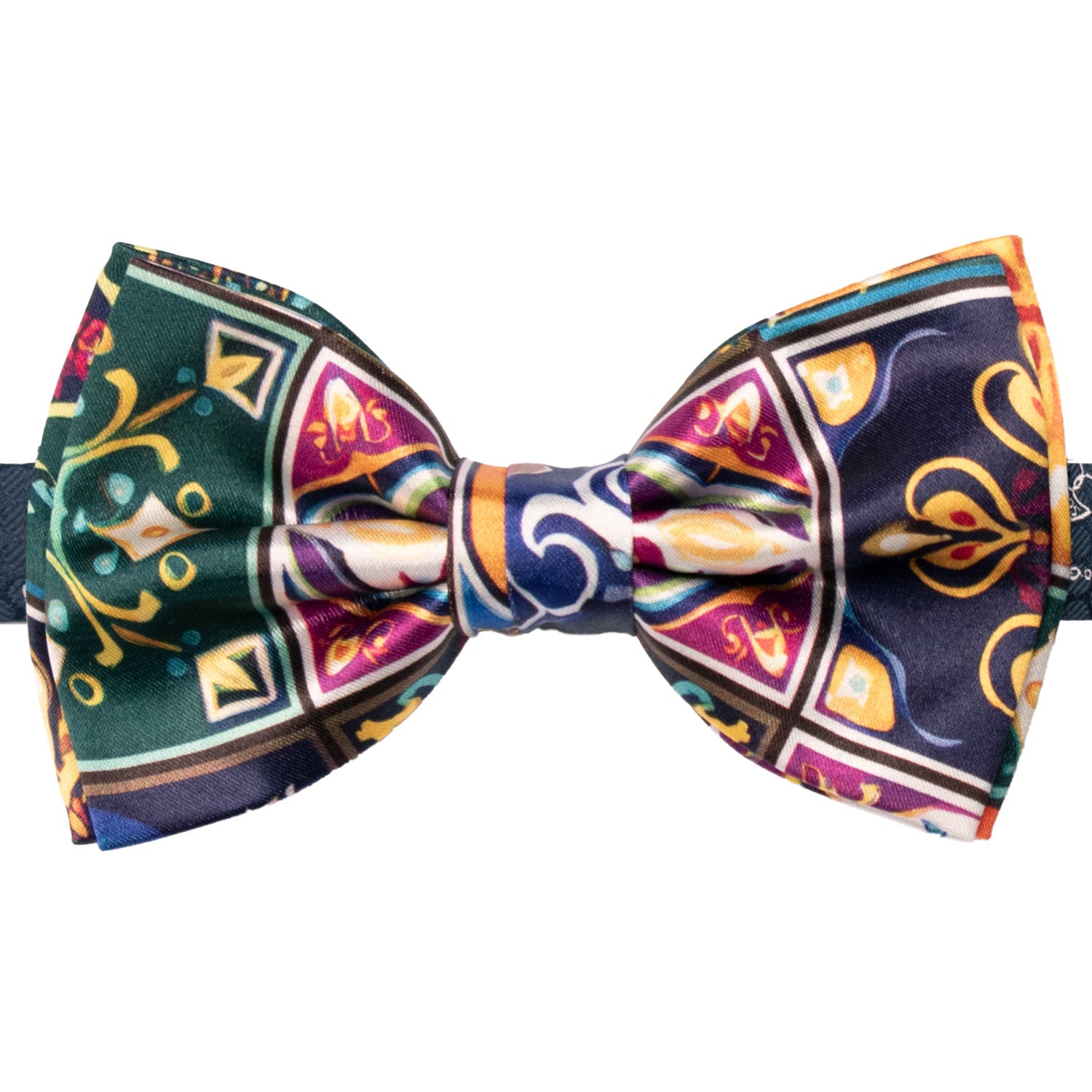Papillon Annodato Siciliano Stampa di Raso con Maioliche Multicolor PS251 Made in Italy Graffeo  Cravatte