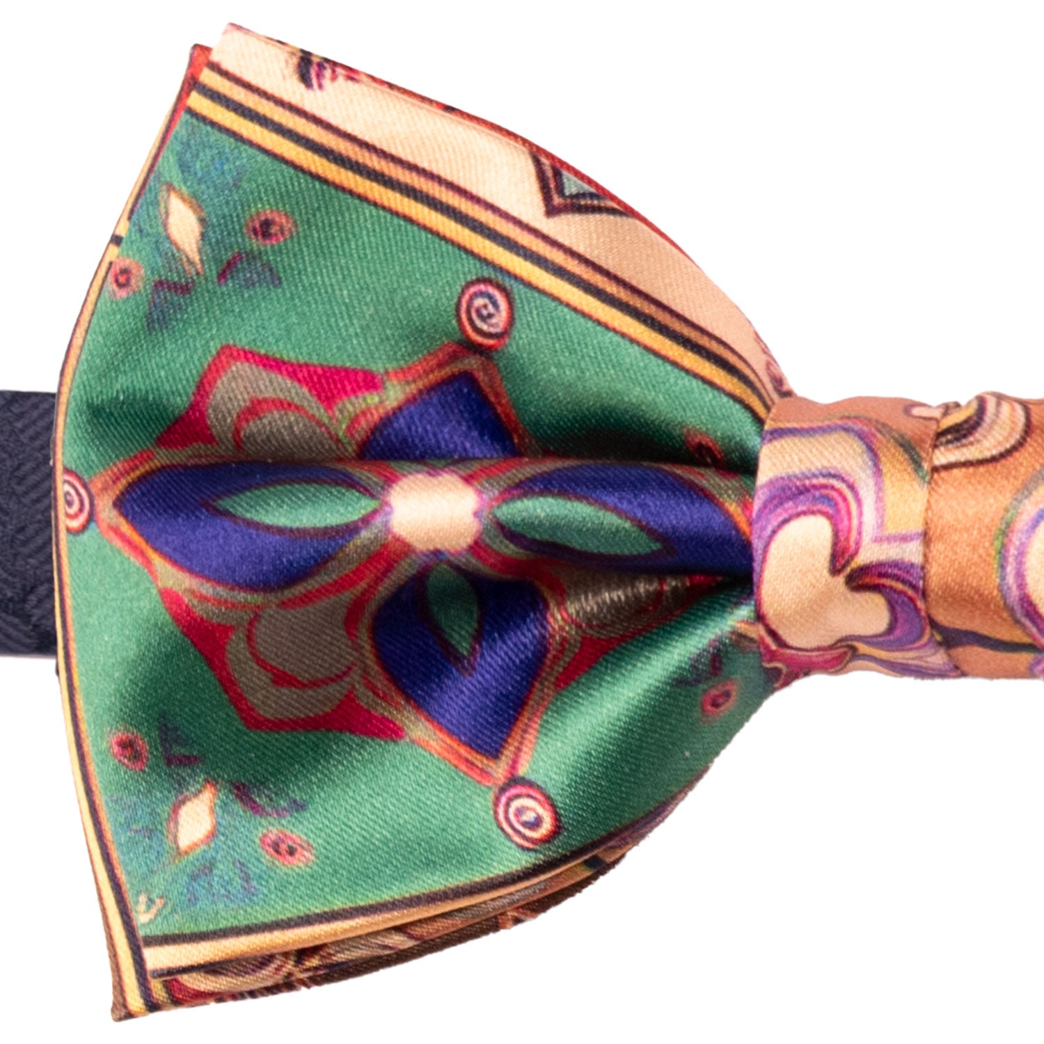 Papillon Annodato Siciliano Stampa di Raso con Maioliche Multicolor PS258 Made in Italy Graffeo Cravatte Dettaglio