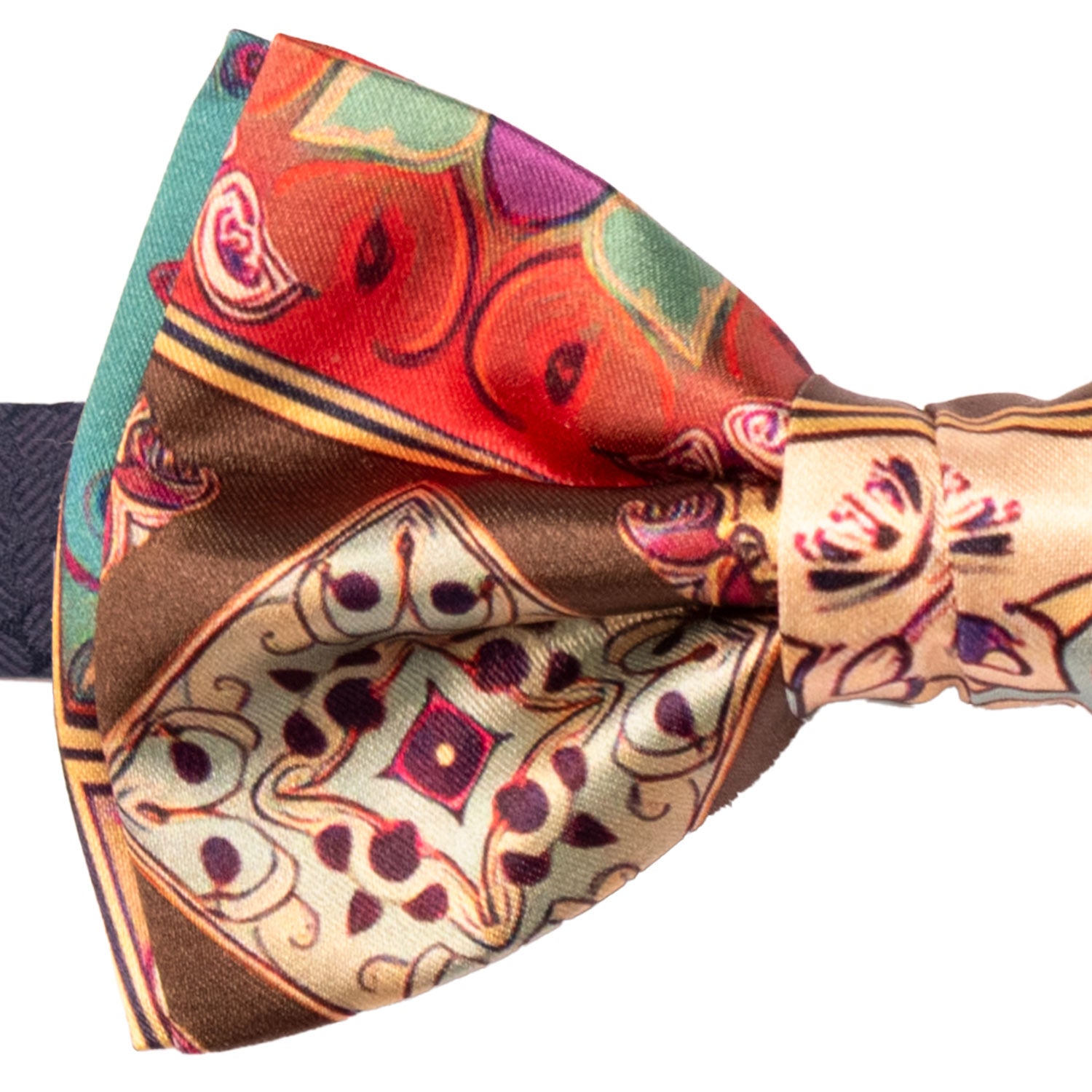 Papillon Annodato Siciliano Stampa di Raso con Maioliche Multicolor PS259 Made in Italy Graffeo Cravatte Dettaglio
