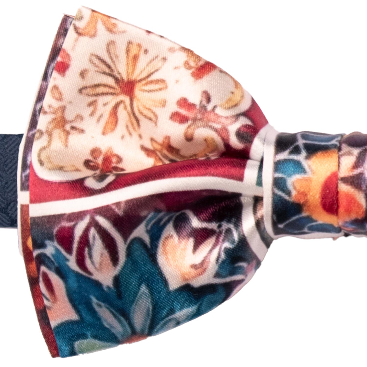Papillon Annodato Siciliano Stampa di Raso con Maioliche Multicolor PS276 Made in Italy Graffeo Cravatte Dettaglio