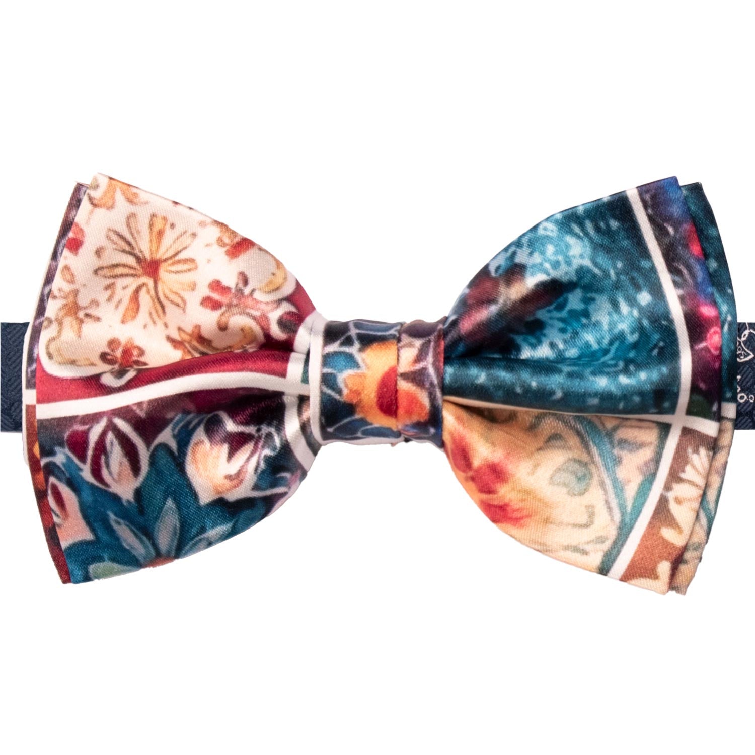 Papillon Annodato Siciliano Stampa di Raso con Maioliche Multicolor PS276 Made in Italy Graffeo Cravatte
