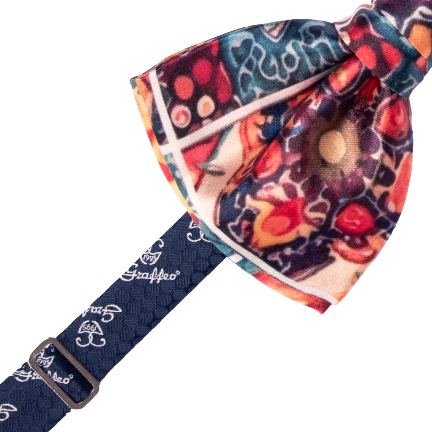 Papillon Annodato Siciliano Stampa di Raso con Maioliche Multicolor PS277 Made in Italy Graffeo Cravatte Pre-Tied