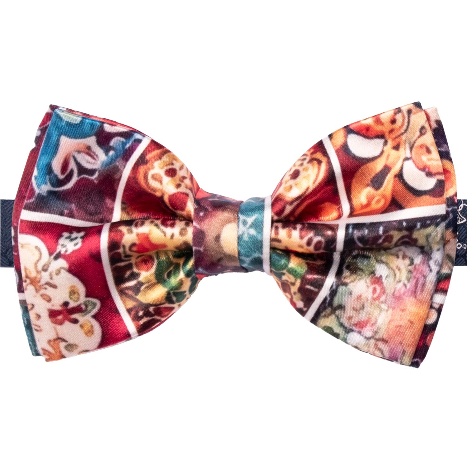 Papillon Annodato Siciliano Stampa di Raso con Maioliche Multicolor PS278 Made in Italy Graffeo Cravatte