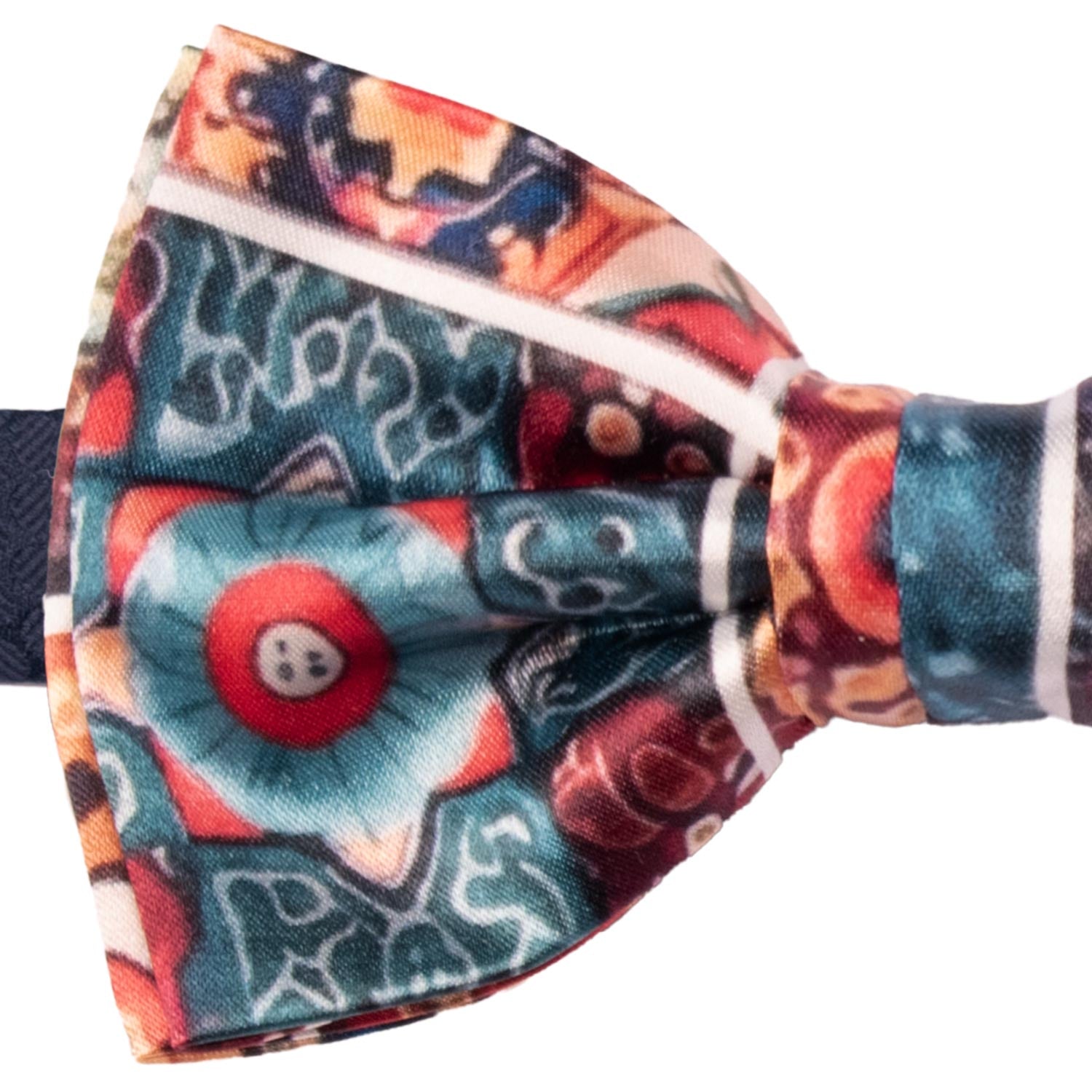 Papillon Annodato Siciliano Stampa di Raso con Maioliche Multicolor PS279 Made in Italy Graffeo Cravatte Dettaglio