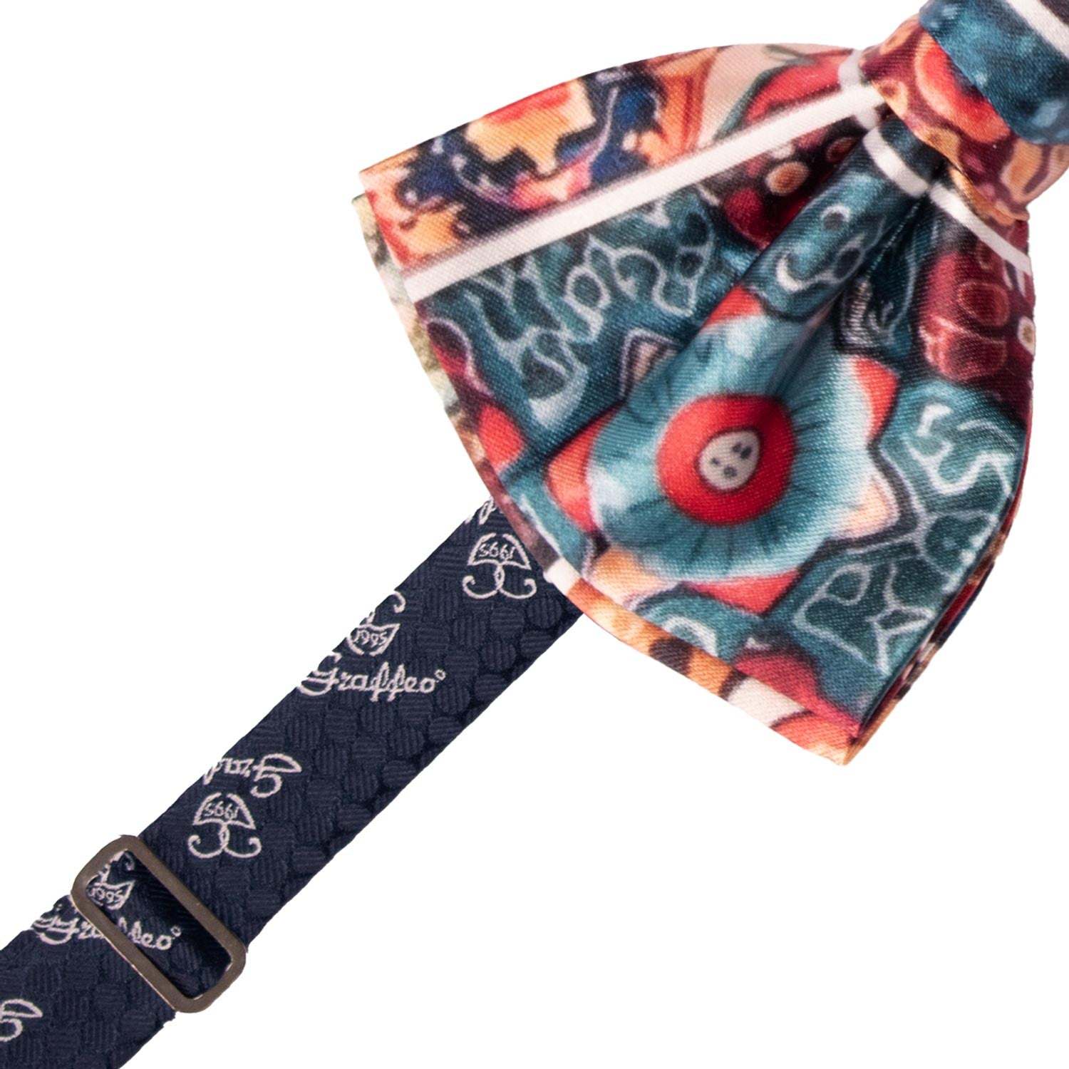 Papillon Annodato Siciliano Stampa di Raso con Maioliche Multicolor PS279 Made in Italy Graffeo Cravatte Pre-Tied