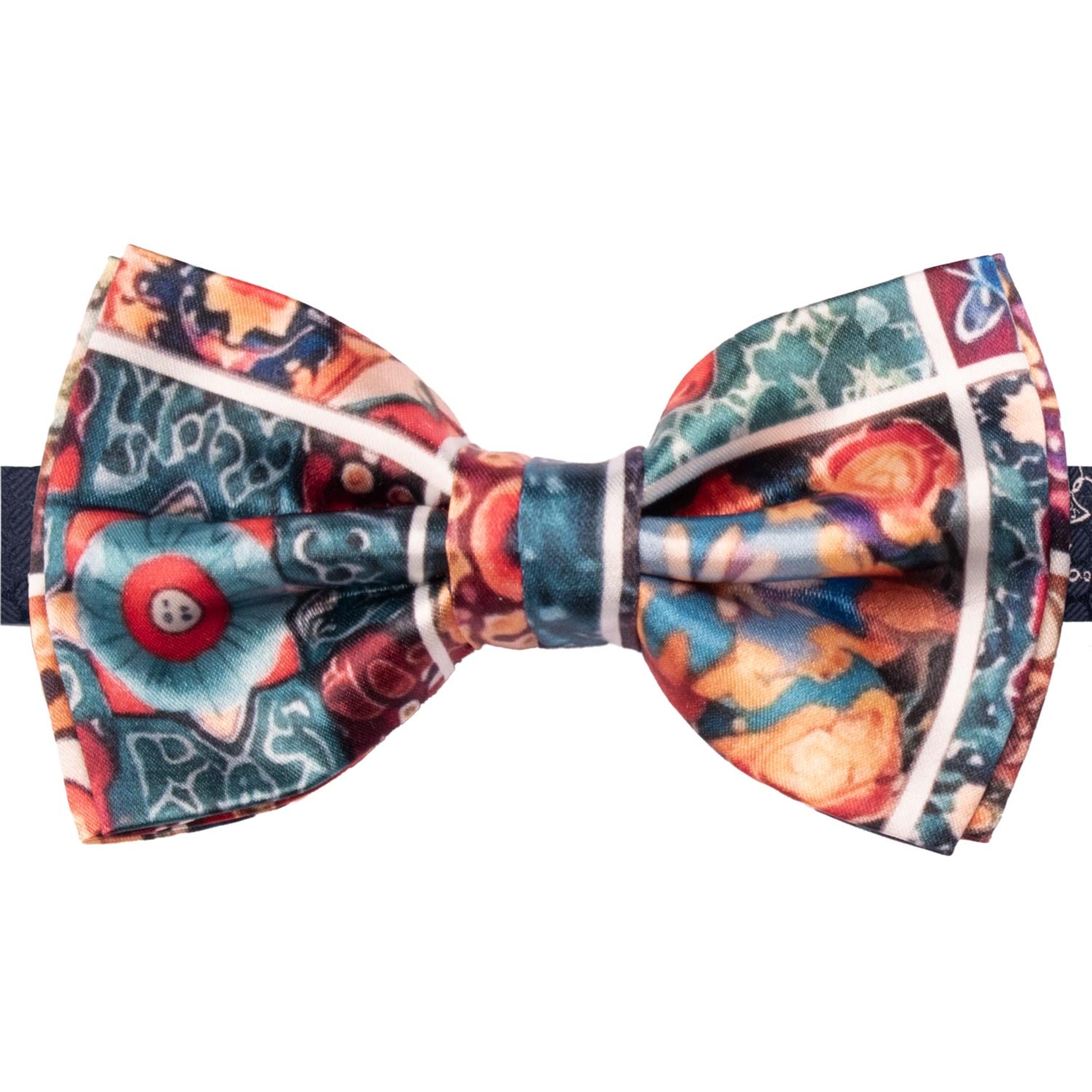 Papillon Annodato Siciliano Stampa di Raso con Maioliche Multicolor PS279 Made in Italy Graffeo Cravatte