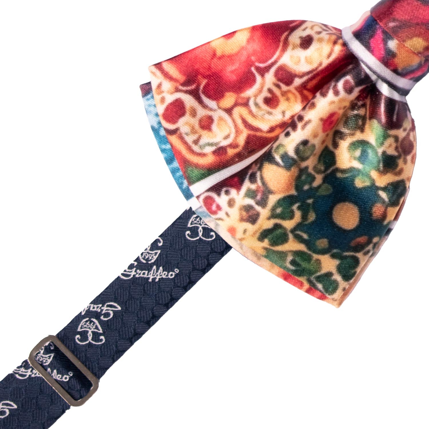 Papillon Annodato Siciliano Stampa di Raso con Maioliche Multicolor PS280 Made in Italy Graffeo Cravatte Pre-Tied
