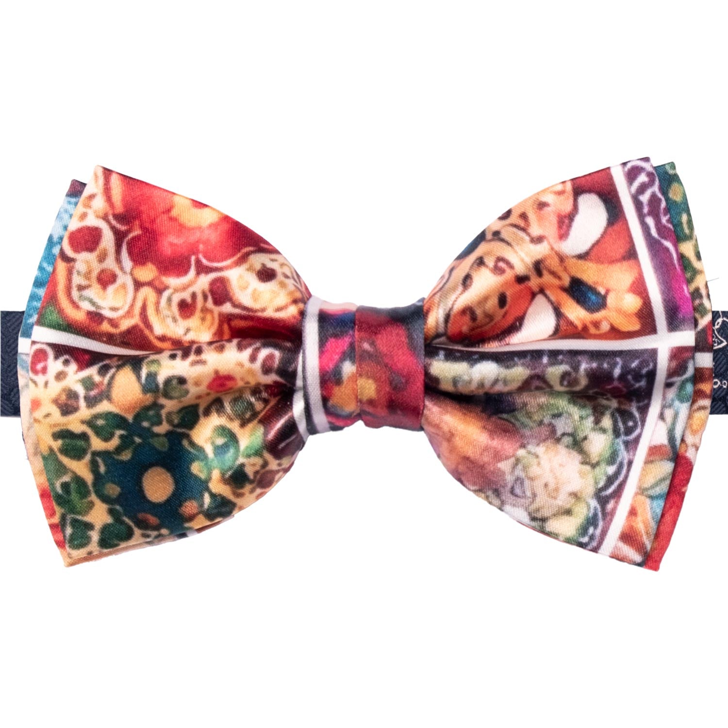 Papillon Annodato Siciliano Stampa di Raso con Maioliche Multicolor PS280 Made in Italy Graffeo Cravatte