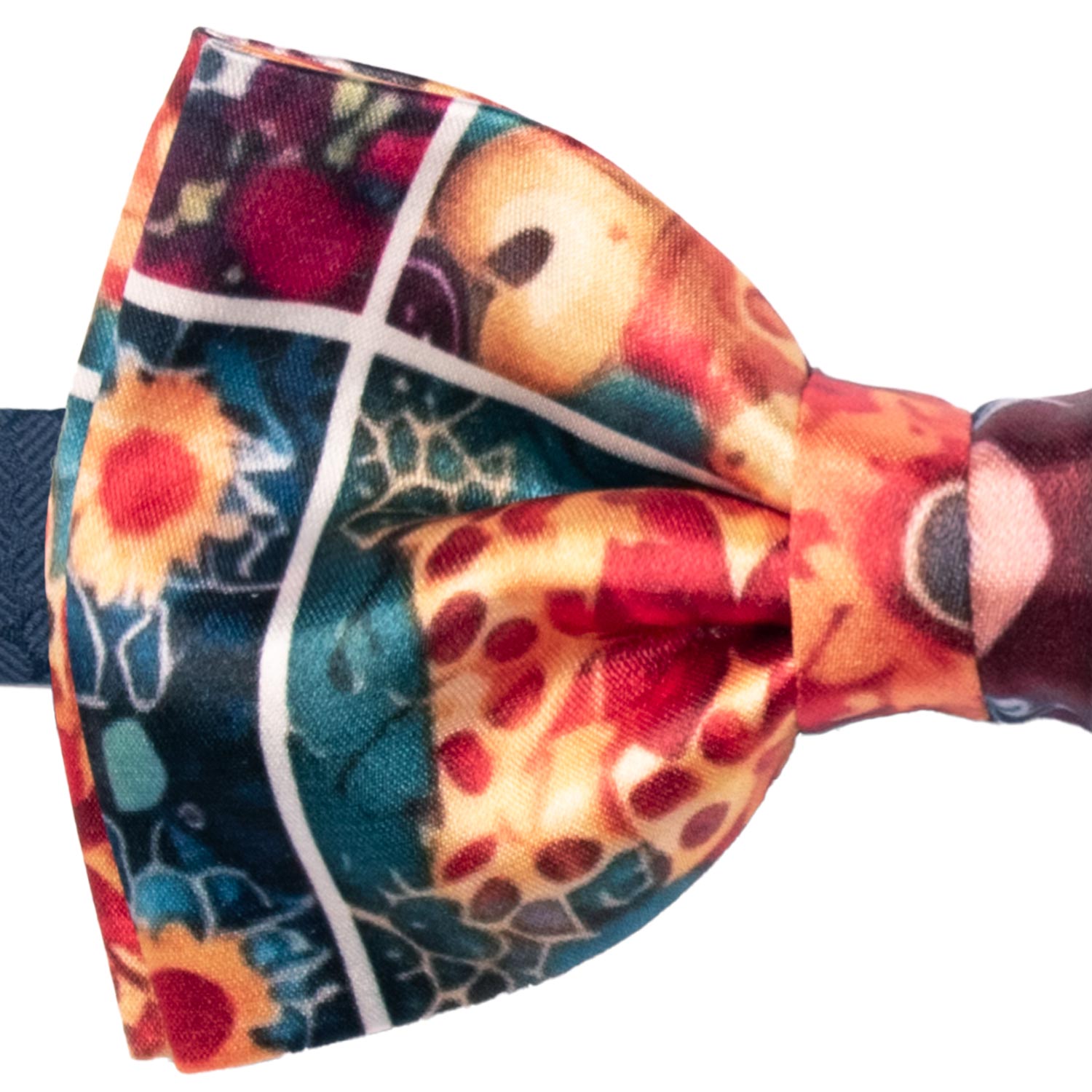 Papillon Annodato Siciliano Stampa di Raso con Maioliche Multicolor PS282 Made in Italy Graffeo Cravatte Dettaglio