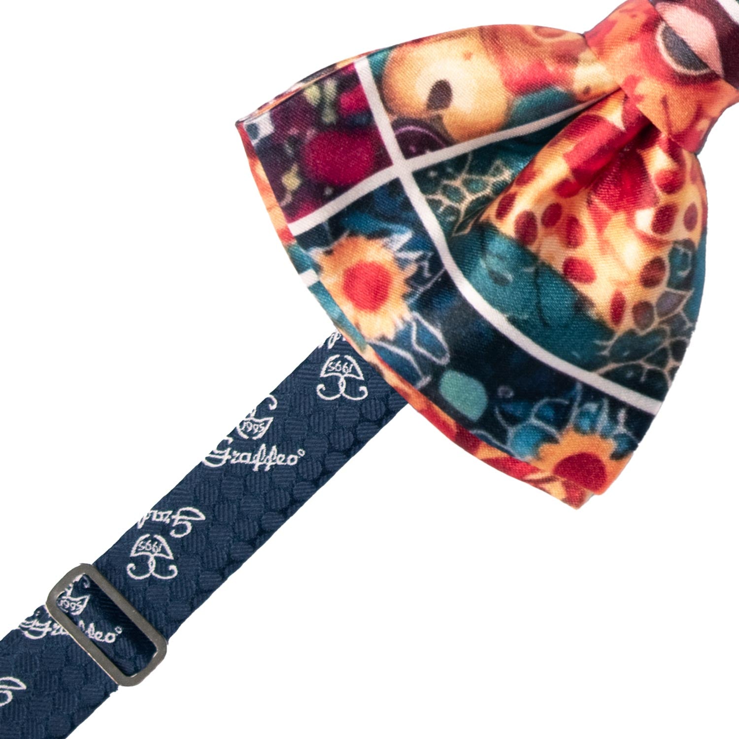 Papillon Annodato Siciliano Stampa di Raso con Maioliche Multicolor PS282 Made in Italy Graffeo Cravatte Pre-Tied