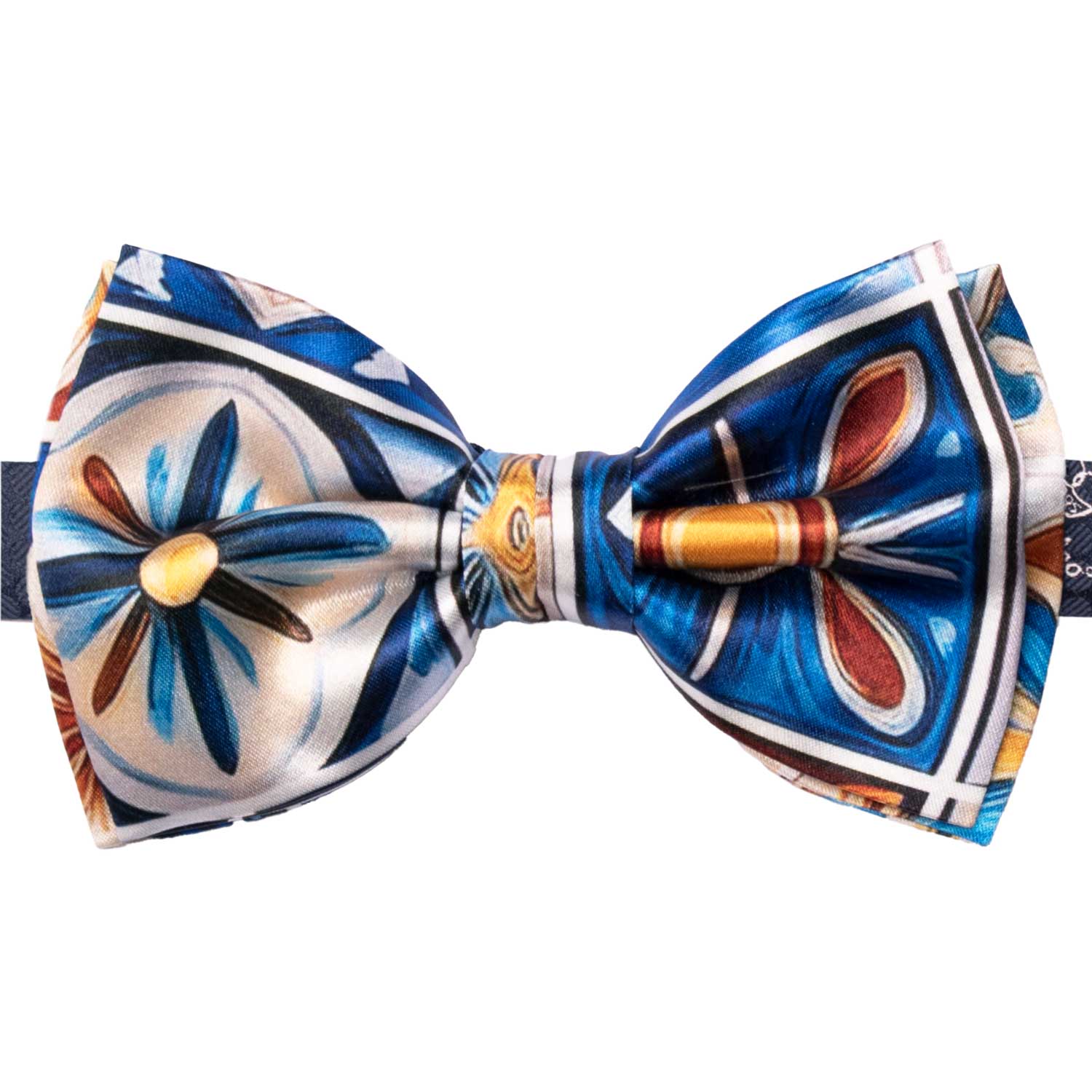 Papillon Annodato Siciliano Stampa di Raso con Maioliche Multicolor PS293 Made in Italy Graffeo Cravatte