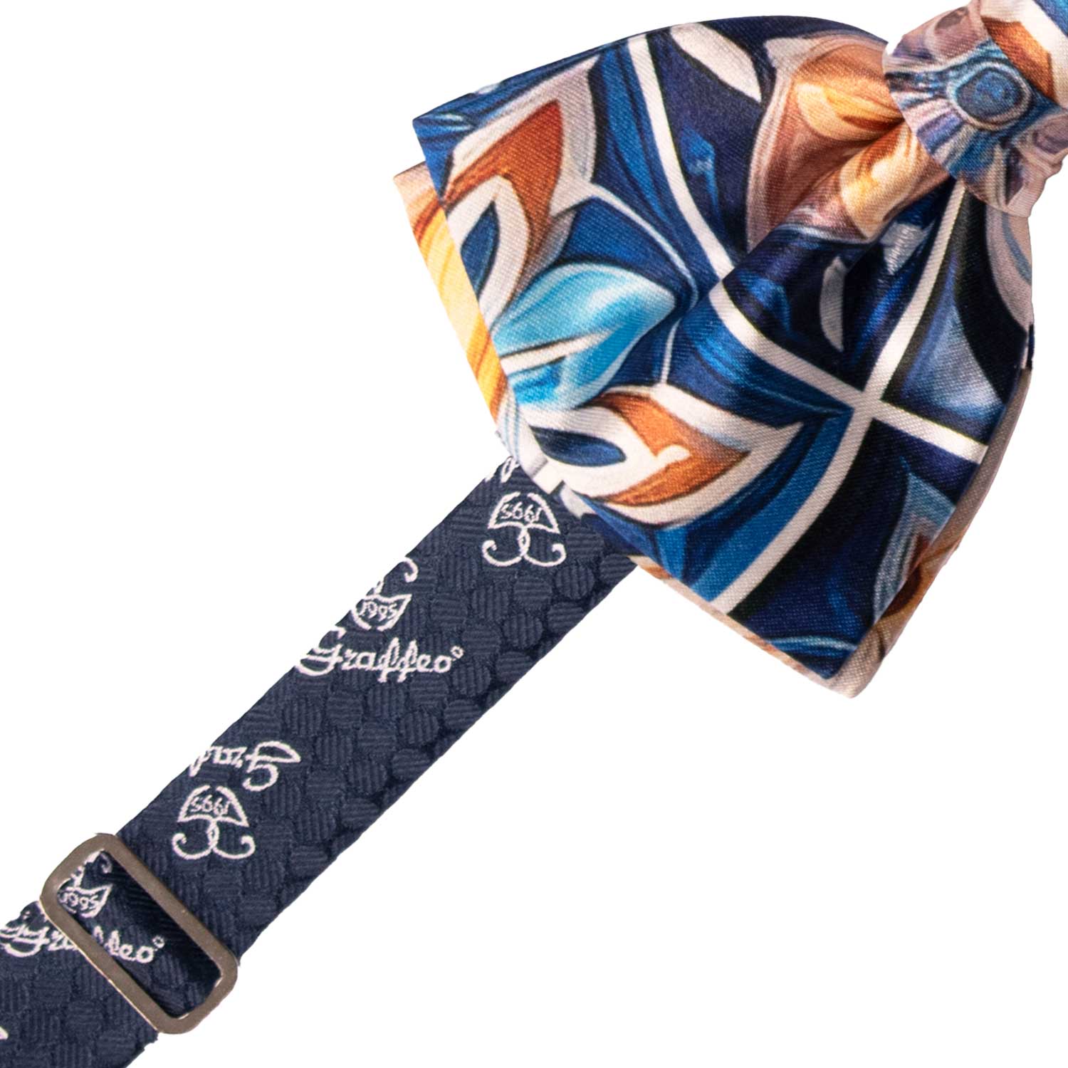 Papillon Annodato Siciliano Stampa di Raso con Maioliche Multicolor PS295 Made in Italy Graffeo Cravatte Pre-Tied
