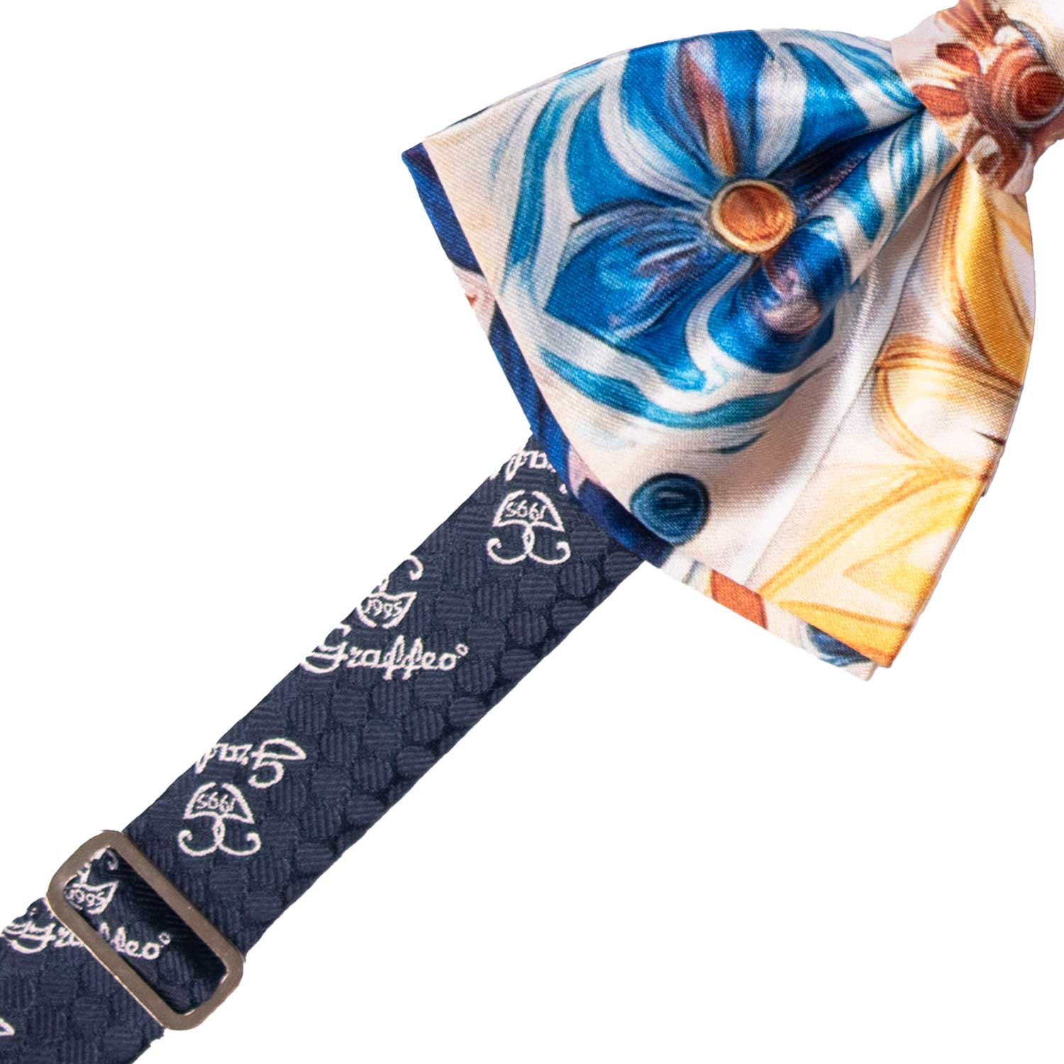 Papillon Annodato Siciliano Stampa di Raso con Maioliche Multicolor PS296 Made in Italy Graffeo Cravatte Pre-Tied