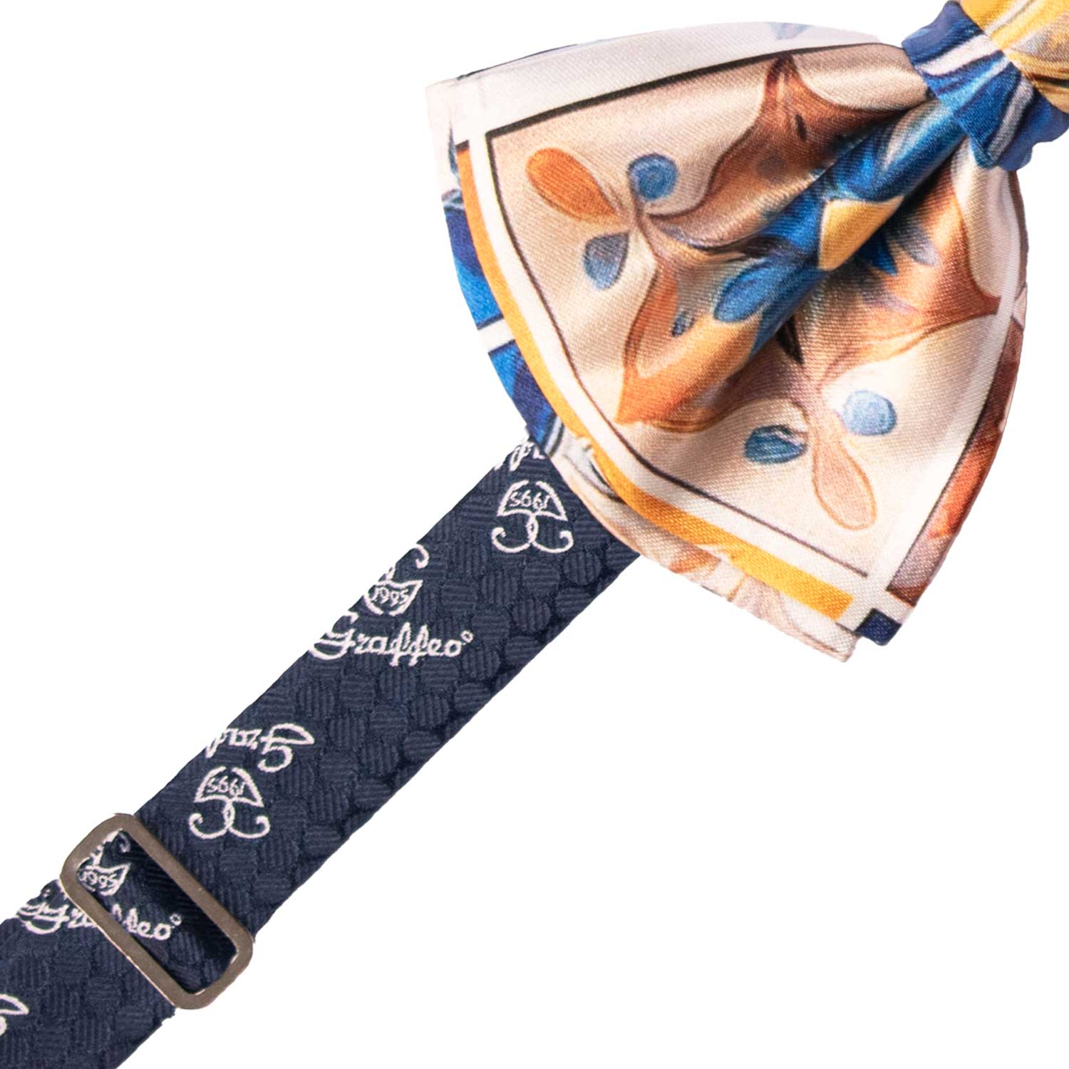 Papillon Annodato Siciliano Stampa di Raso con Maioliche Multicolor PS297 Made in Italy Graffeo Cravatte Pre-Tied
