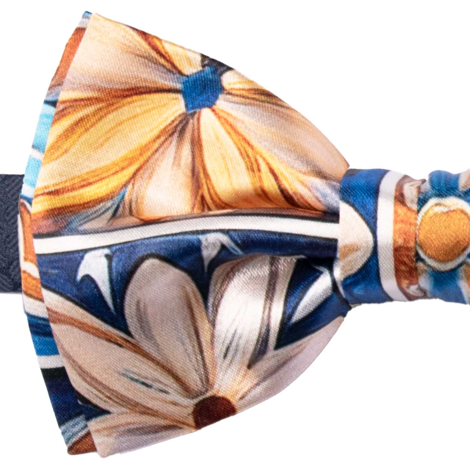 Papillon Annodato Siciliano Stampa di Raso con Maioliche Multicolor PS298 Made in Italy Graffeo Cravatte Dettaglio