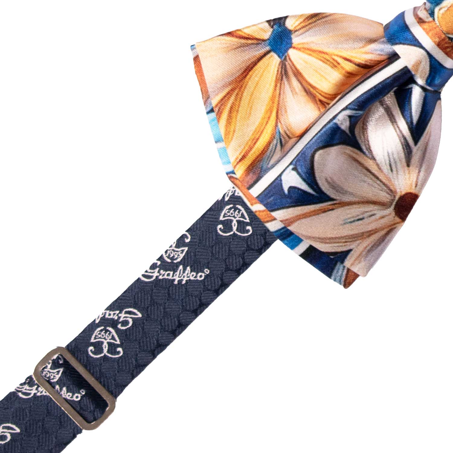 Papillon Annodato Siciliano Stampa di Raso con Maioliche Multicolor PS298 Made in Italy Graffeo Cravatte Pre-Tied