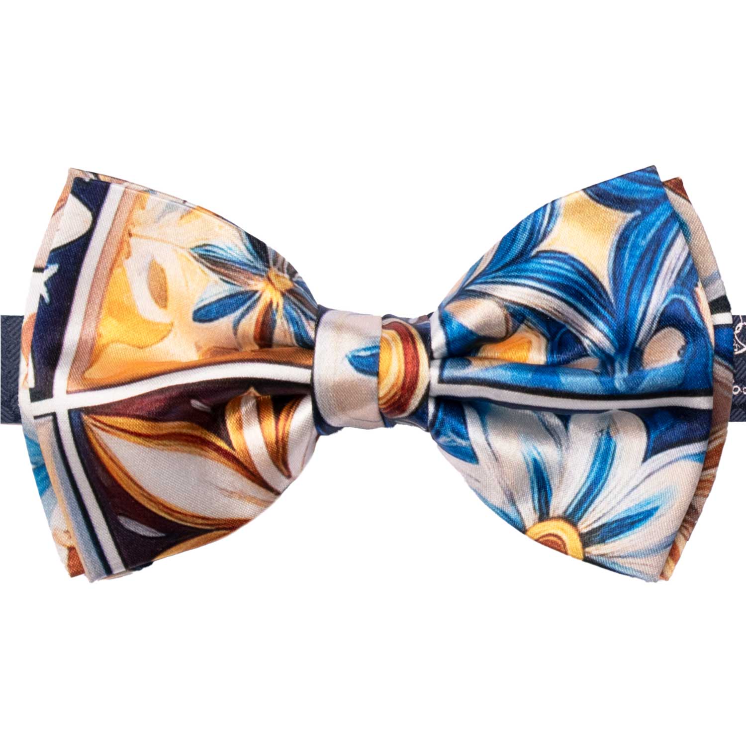 Papillon Annodato Siciliano Stampa di Raso con Maioliche Multicolor PS299 Made in Italy Graffeo Cravatte