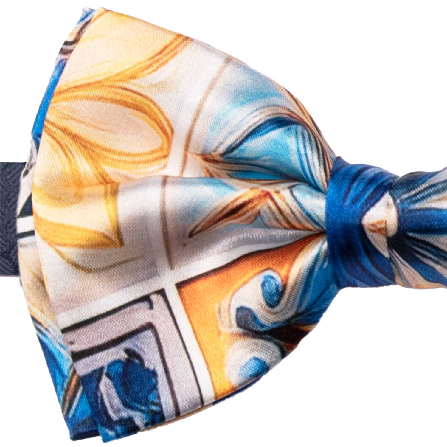 Papillon Annodato Siciliano Stampa di Raso con Maioliche Multicolor PS300 Made in Italy Graffeo Cravatte Dettaglio
