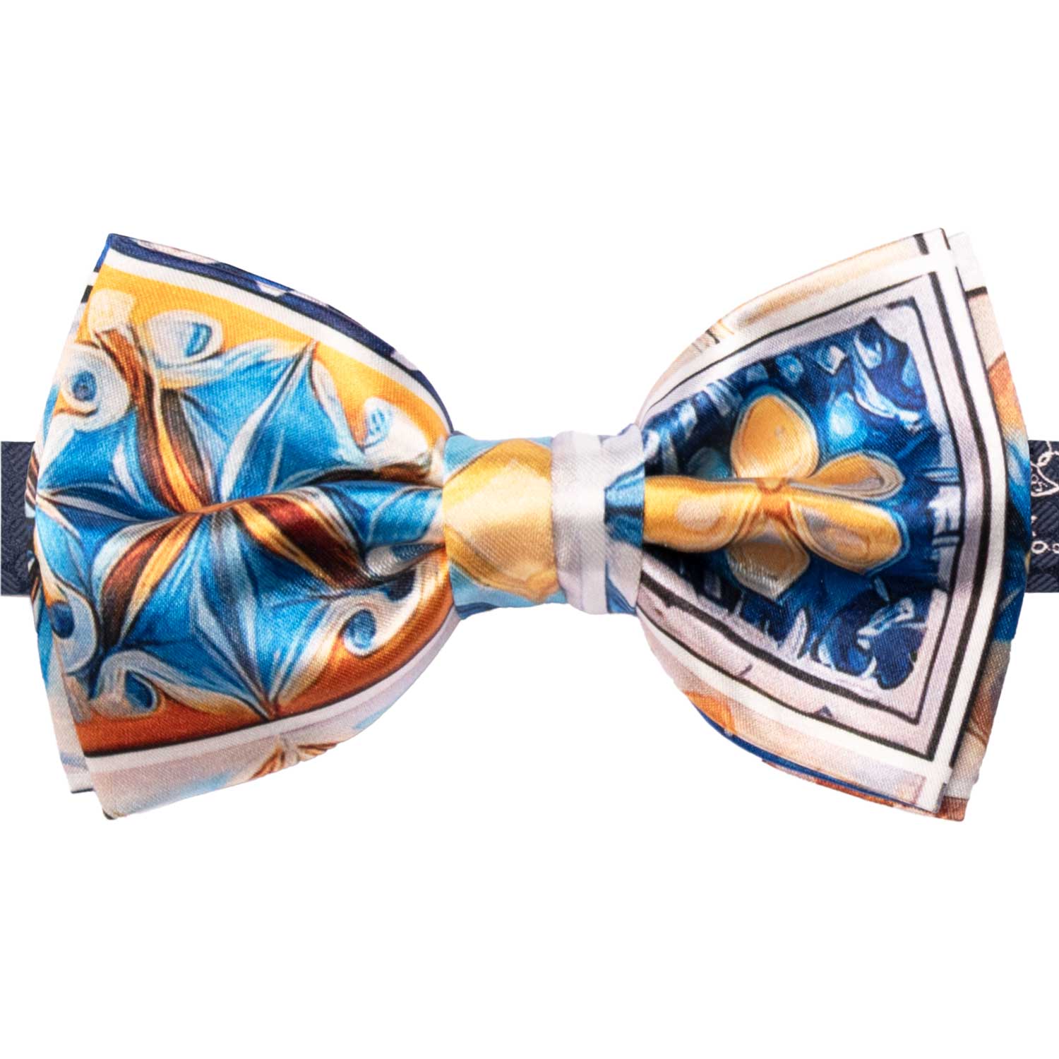 Papillon Annodato Siciliano Stampa di Raso con Maioliche Multicolor PS301 Made in Italy Graffeo Cravatte