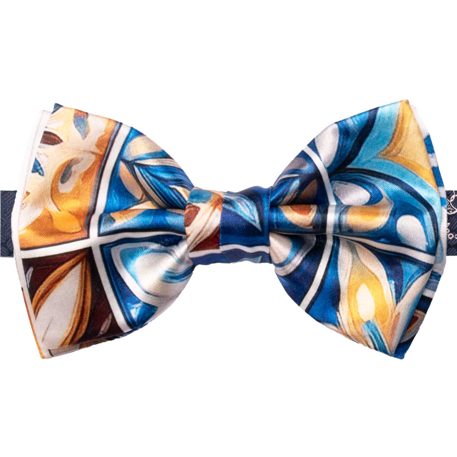 Papillon Annodato Siciliano Stampa di Raso con Maioliche Multicolor PS302 Made in Italy Graffeo Cravatte