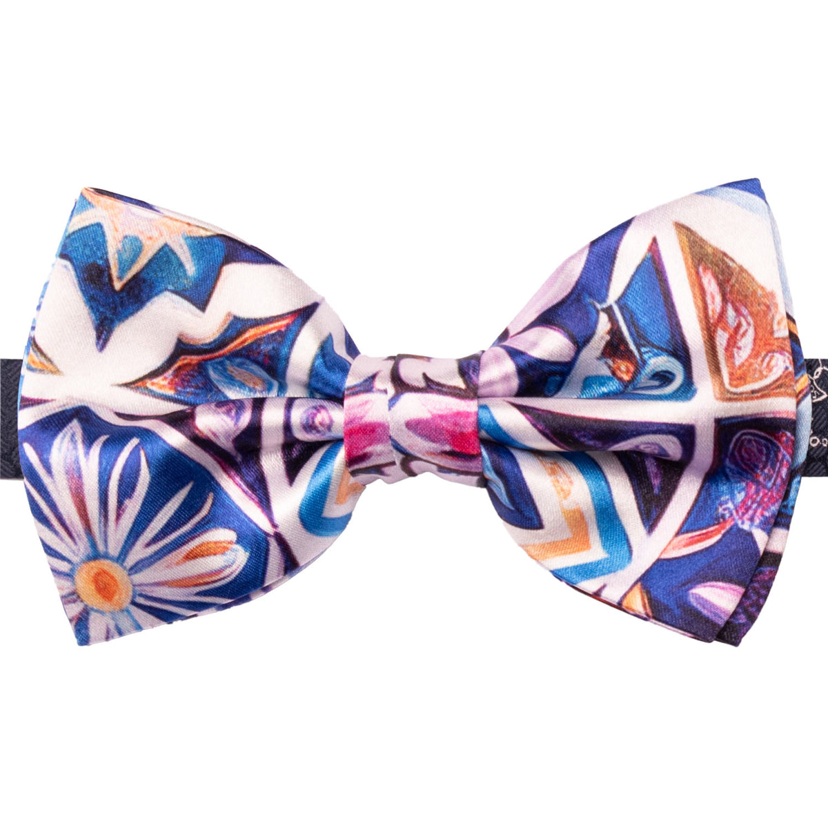 Papillon Annodato Siciliano Stampa di Raso con Maioliche Multicolor PS328 Made in Italy Graffeo Cravatte