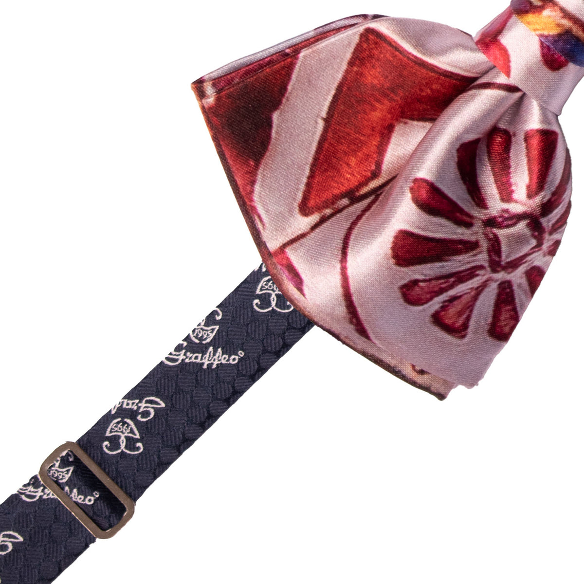 Papillon Annodato Siciliano Stampa di Raso con Maioliche Multicolor PS329 Made in Italy Graffeo Cravatte Pre-Tied
