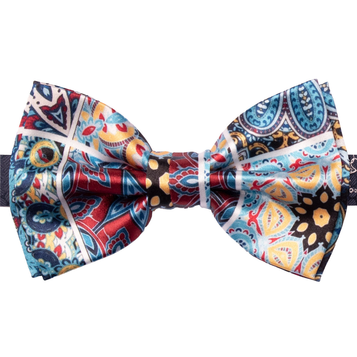 Papillon Annodato Siciliano Stampa di Raso con Maioliche Multicolor PS336 Made in Italy Graffeo Cravatte