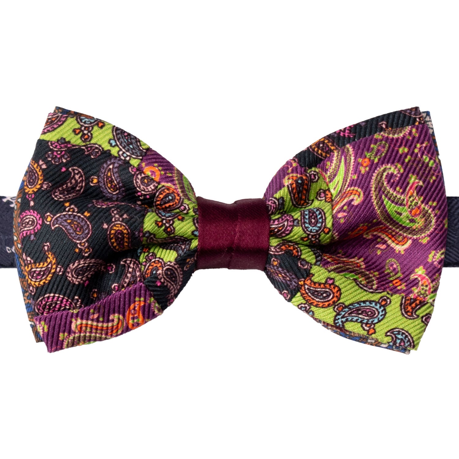 Papillon Annodato Vintage Patchwork Stampa di Seta Fantasia Multicolor PATCH1154 Graffeo Cravatte Made in Italy