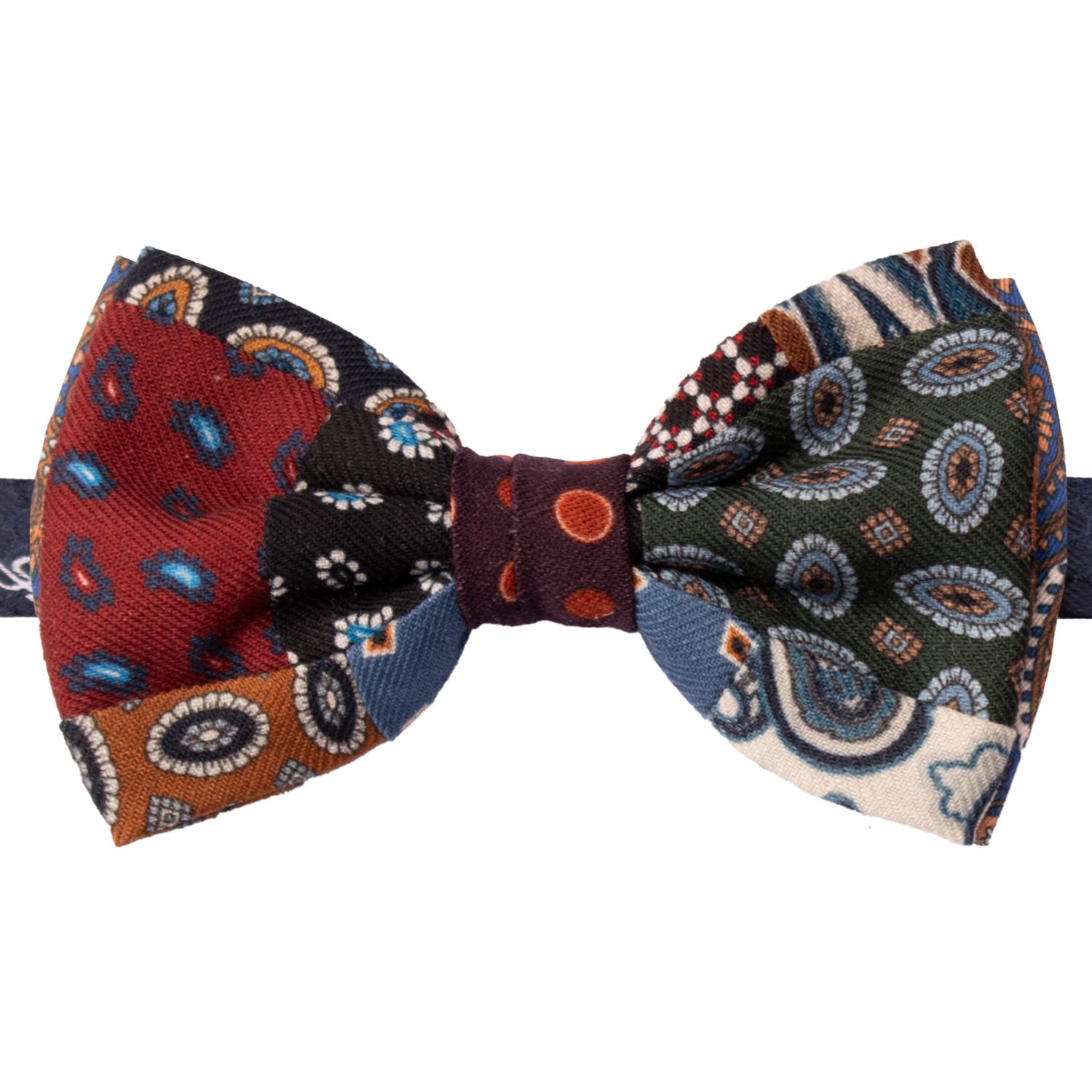 Papillon Annodato Vintage Patchwork di Lana Fantasia Multicolor PATCH1121 Made in Italy Graffeo Cravatte