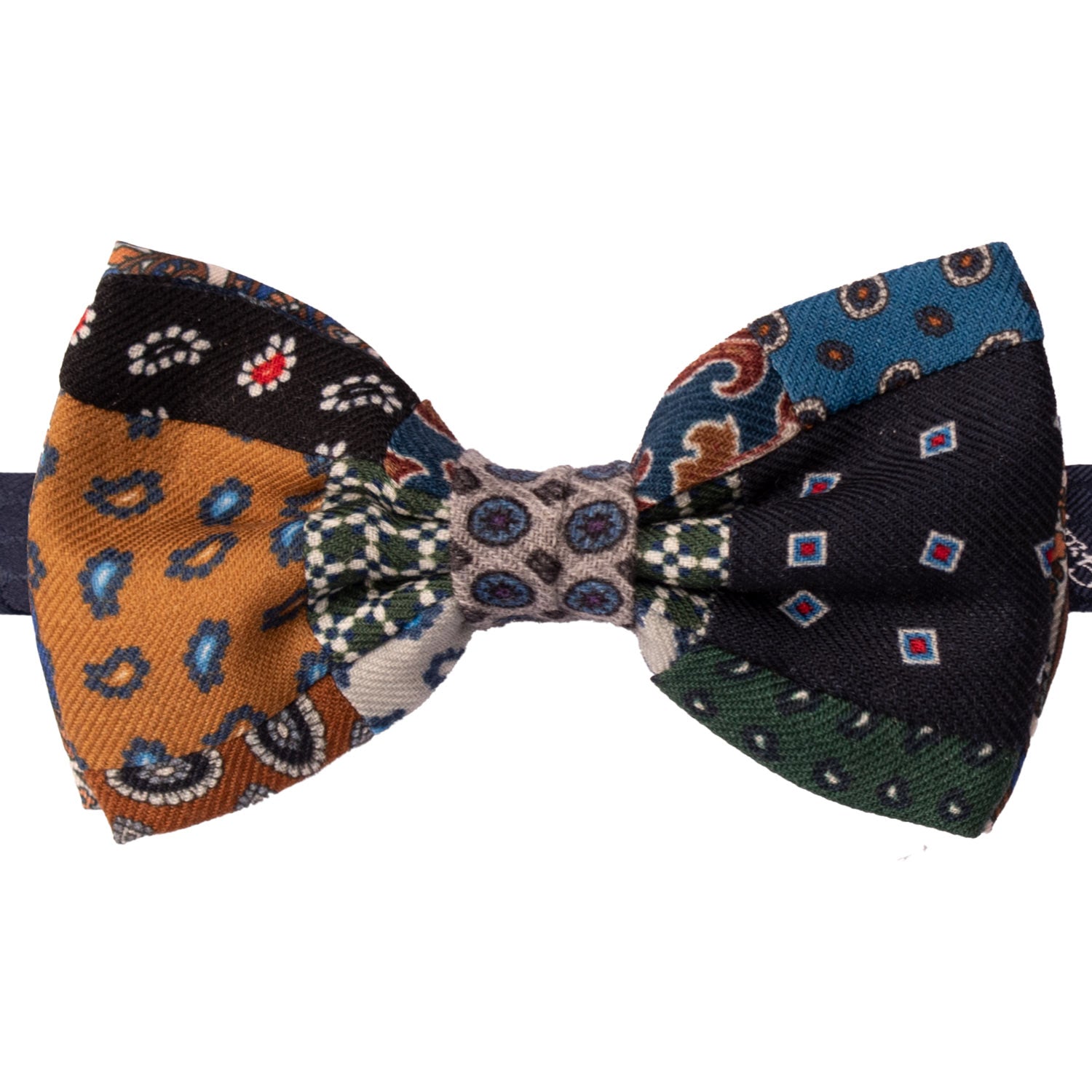 Papillon Annodato Vintage Patchwork di Lana Fantasia Multicolor PATCH1122 Made in Italy Graffeo Cravatte