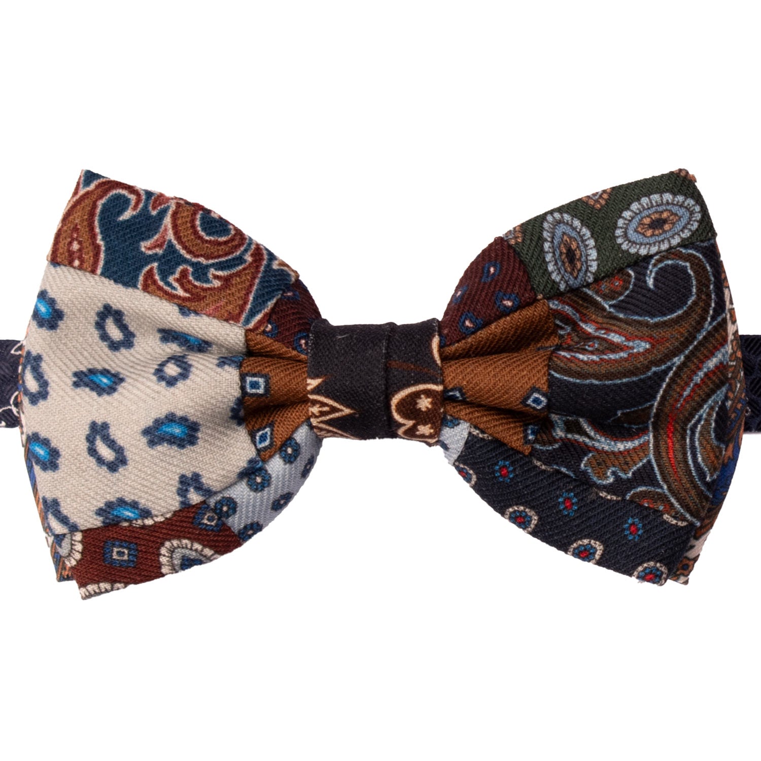 Papillon Annodato Vintage Patchwork di Lana Fantasia Multicolor PATCH1124 Made in Italy Graffeo Cravatte