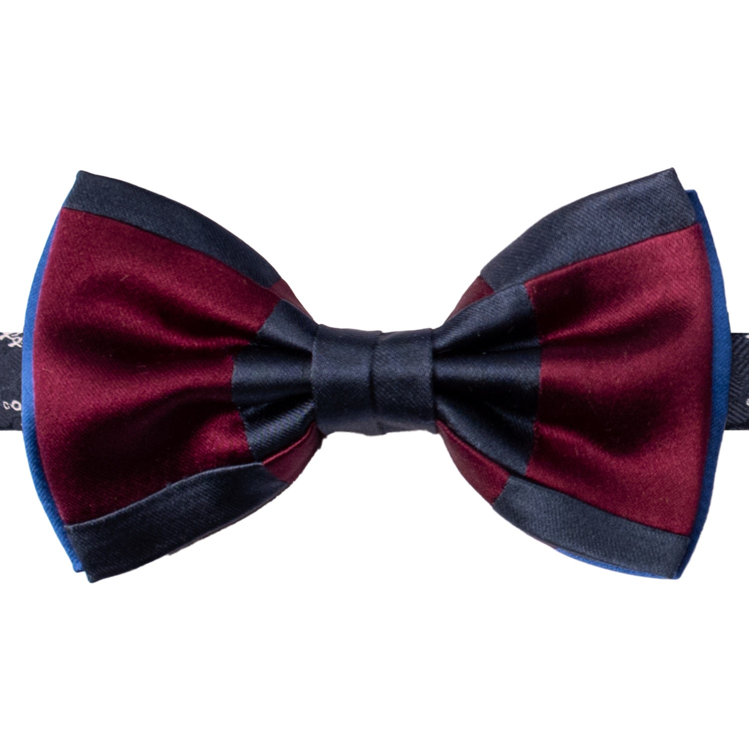 Papillon Annodato Vintage Patchwork Stampa di Seta Blu Notte Bordeaux Fantasia Multicolor PATCH1145 Made in Italy Graffeo Cravatte