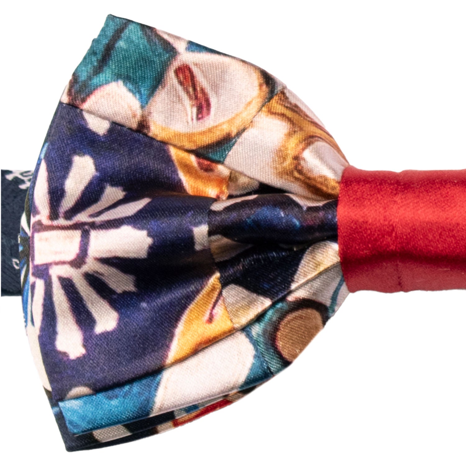 Papillon Siciliano Annodato Vintage Patchwork di Raso con Maioliche Multicolor PATCH1207 Made in Italy Graffeo Cravatte Dettaglio