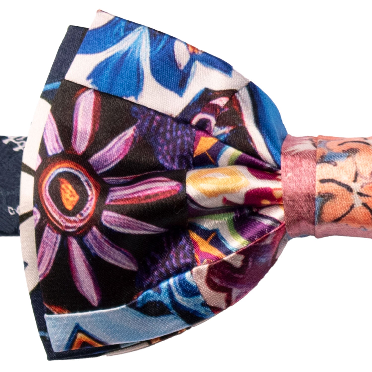 Papillon Siciliano Annodato Vintage Patchwork di Raso con Maioliche Multicolor PATCH1208 Made in Italy Graffeo Cravatte Dettaglio