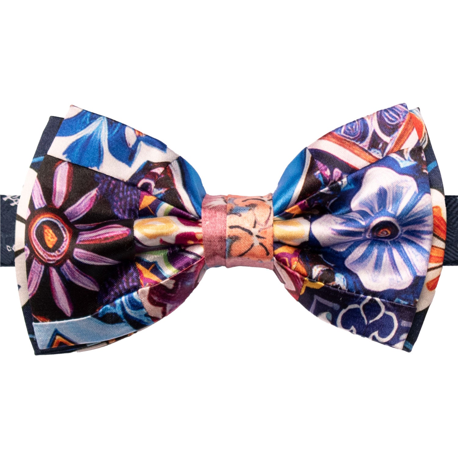 Papillon Siciliano Annodato Vintage Patchwork di Raso con Maioliche Multicolor PATCH1208 Made in Italy Graffeo Cravatte