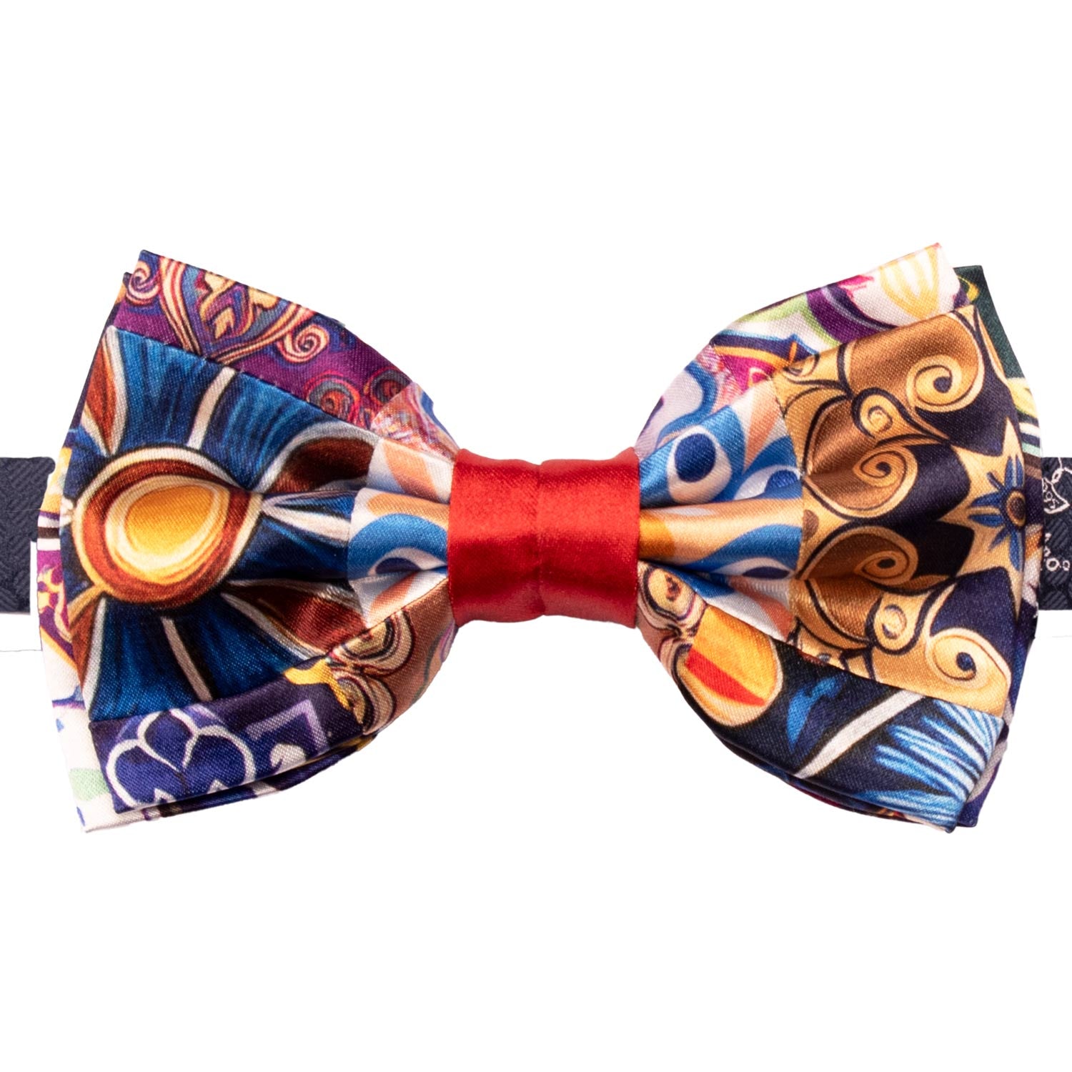 Papillon Siciliano Annodato Vintage Patchwork di Raso con Maioliche Multicolor PATCH1217 Made in Italy Graffeo Cravatte