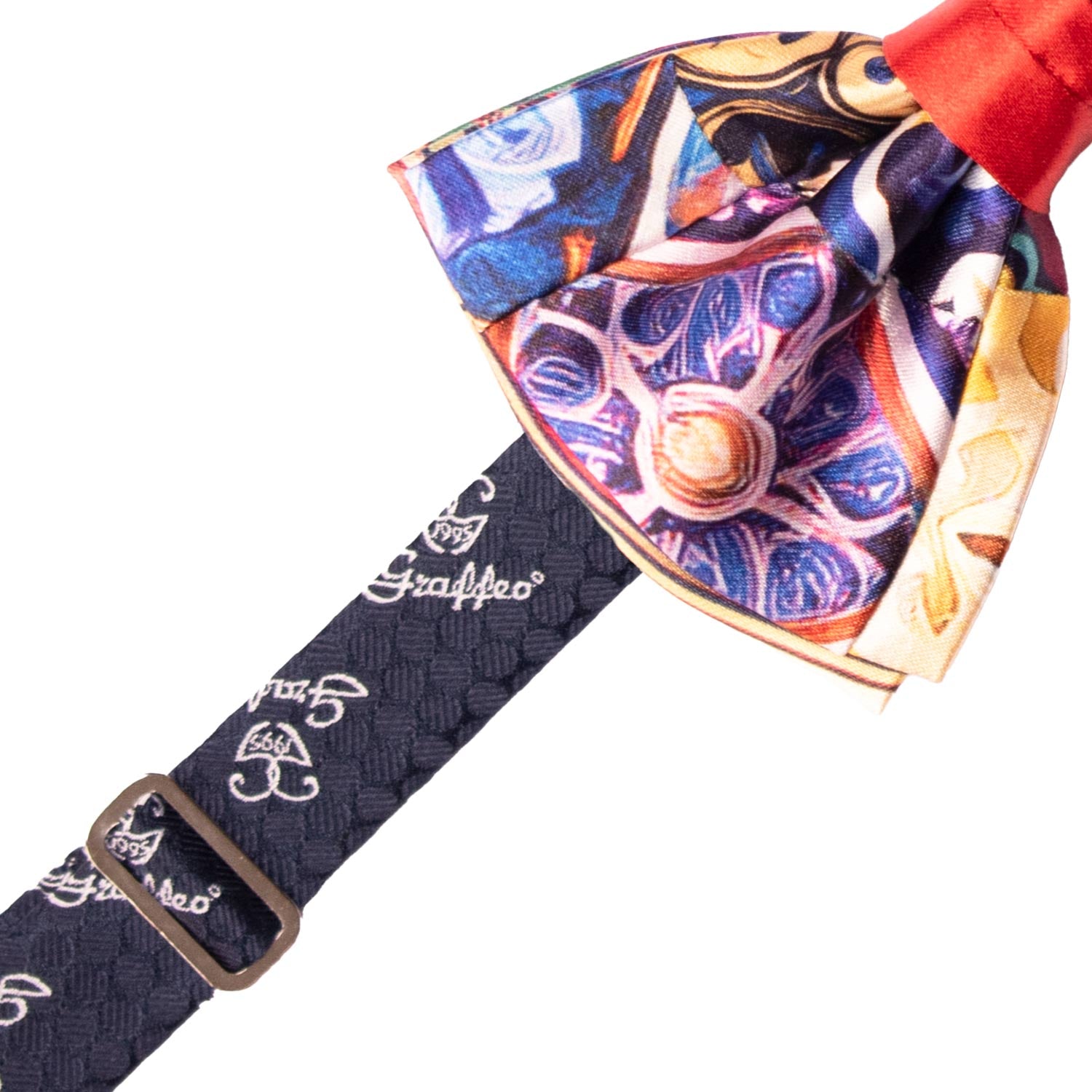 Papillon Siciliano Annodato Vintage Patchwork di Raso con Maioliche Multicolor PATCH1219 Made in Italy Graffeo Cravatte Pre-Tied