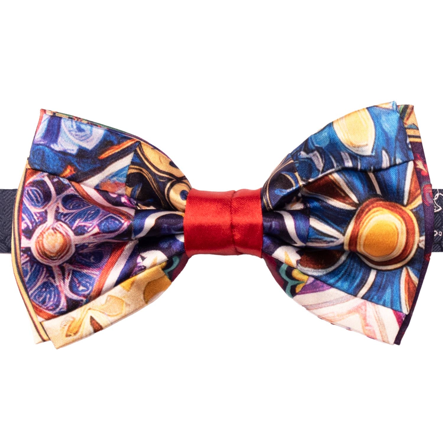 Papillon Siciliano Annodato Vintage Patchwork di Raso con Maioliche Multicolor PATCH1219 Made in Italy Graffeo Cravatte