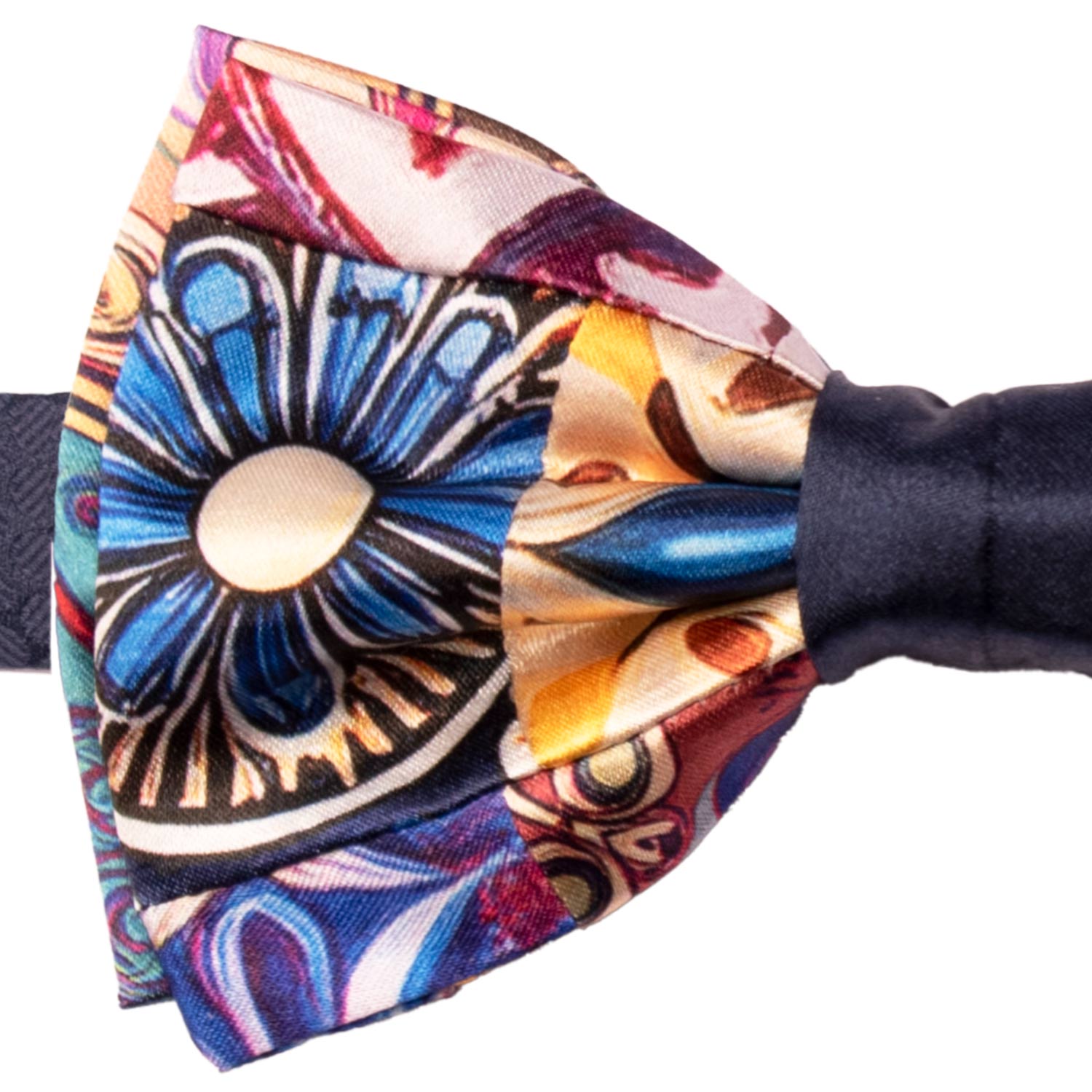 Papillon Siciliano Annodato Vintage Patchwork di Raso con Maioliche Multicolor PATCH1224 Made in Italy Graffeo Cravatte Dettaglio