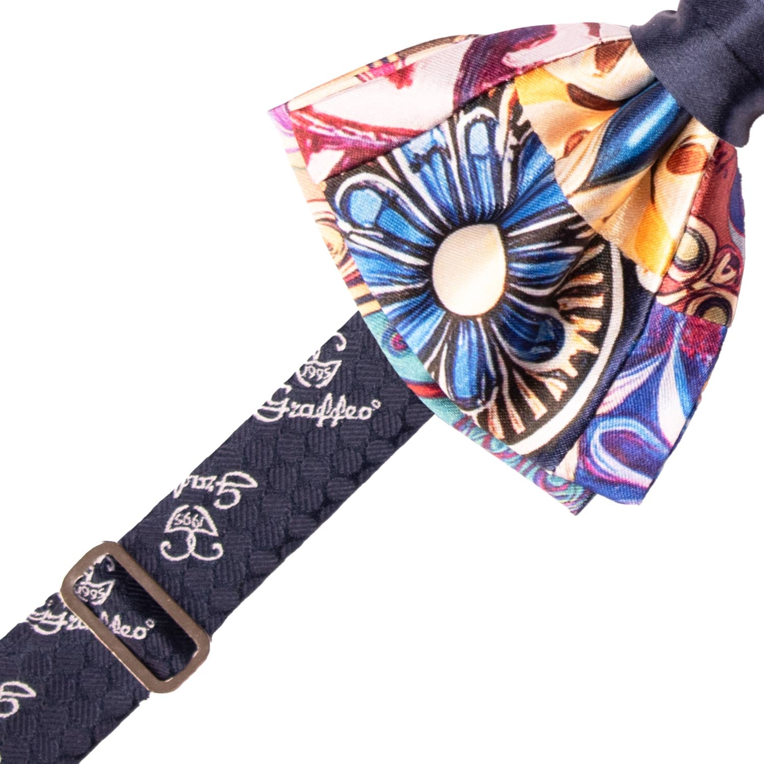 Papillon Siciliano Annodato Vintage Patchwork di Raso con Maioliche Multicolor PATCH1224 Made in Italy Graffeo Cravatte Pre-tied