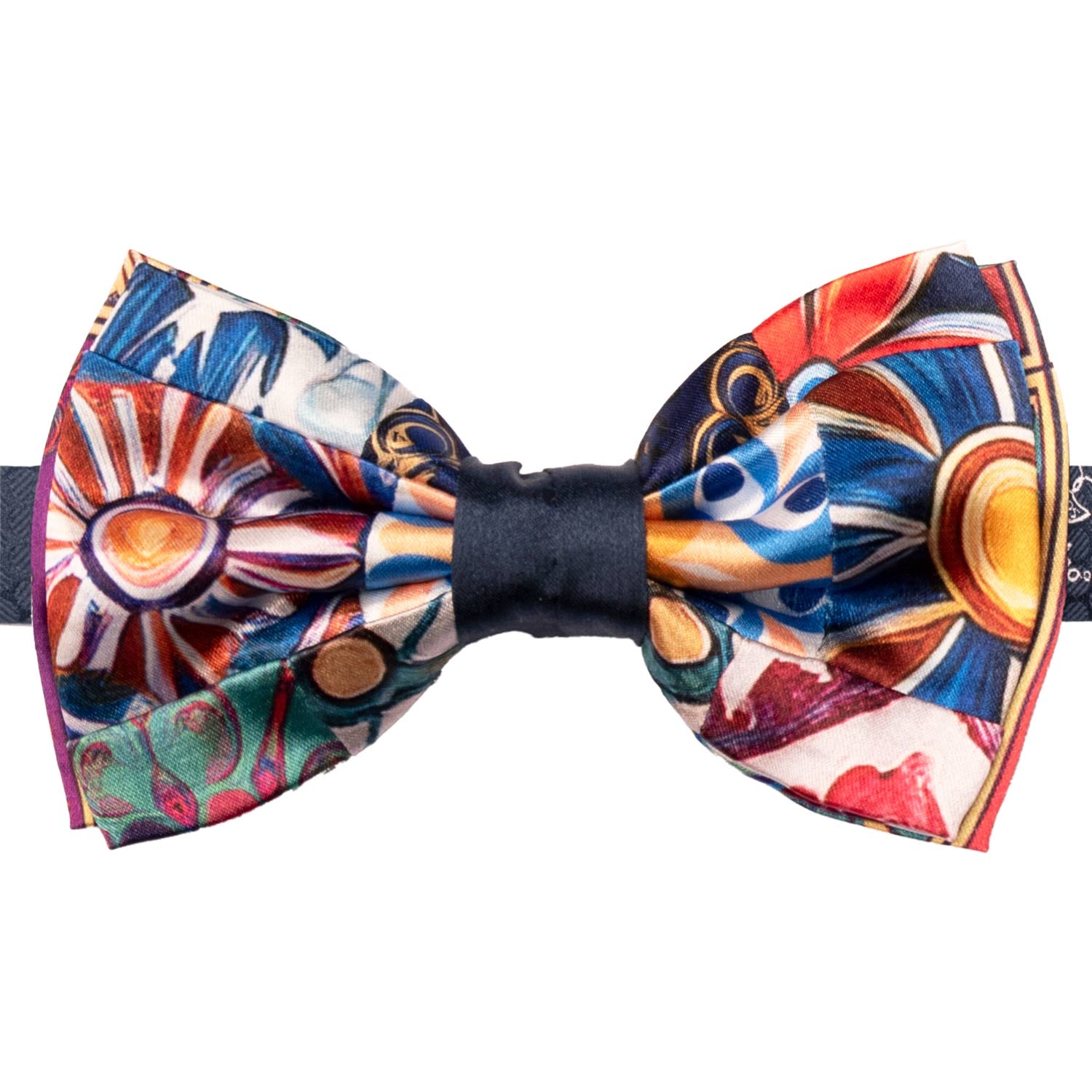 Papillon Siciliano Annodato Vintage Patchwork di Raso con Maioliche Multicolor PATCH1226 Made in Italy Graffeo Cravatte
