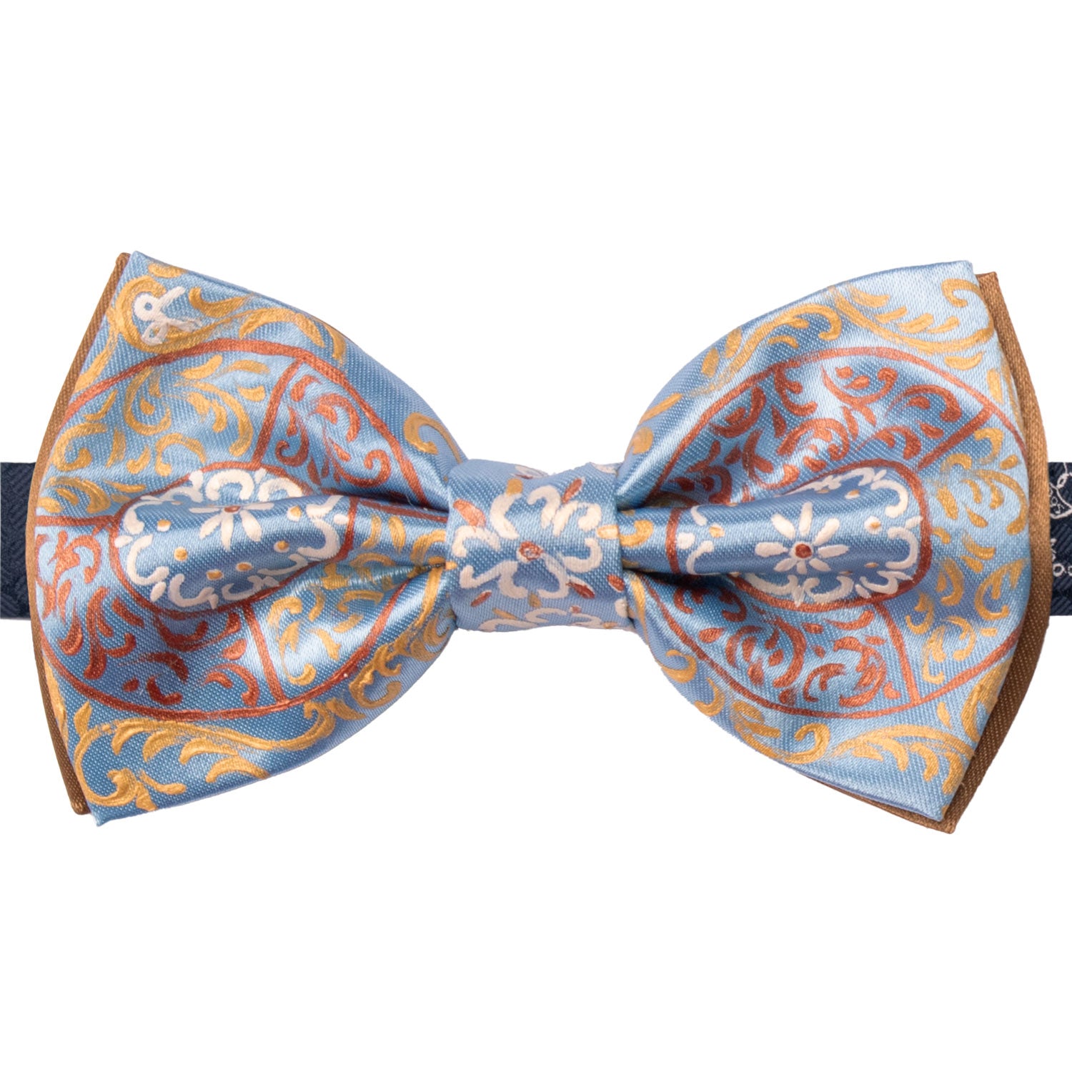 Papillon Siciliano Sartoriale Azzurro Dipinto a Mano by Giovanna Perricone PS247 Made in Italy Graffeo Cravatte